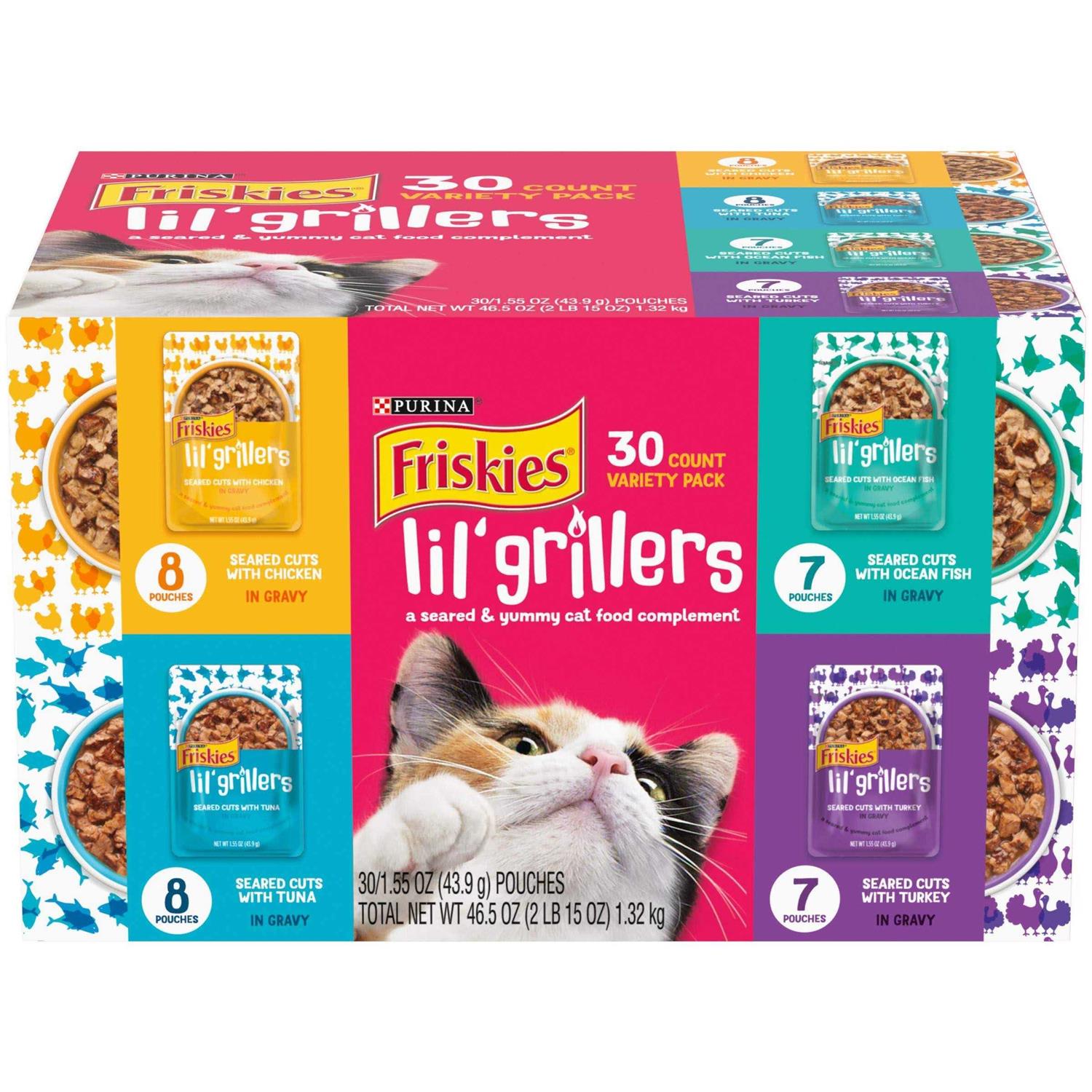 Purina Friskies Gravy Wet Cat Food Complement Variety Pack Lil Grillers Chicken