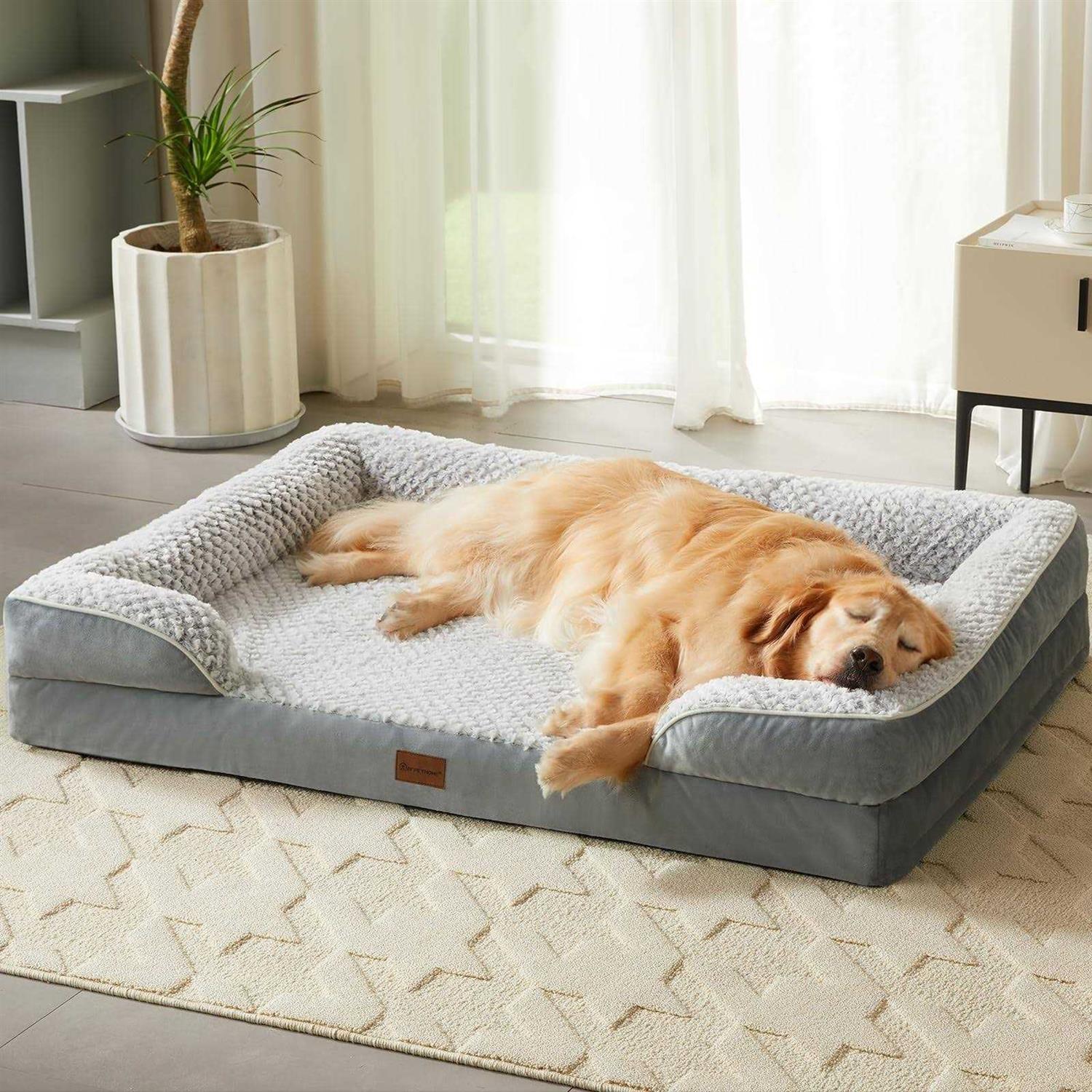 LNSSFFER Orthopedic Dog Beds for Large Dogs,Sofa Dog Bed Large Dogs. Egg Foam Large Dog Bed with Removable Washable Pillow Cover