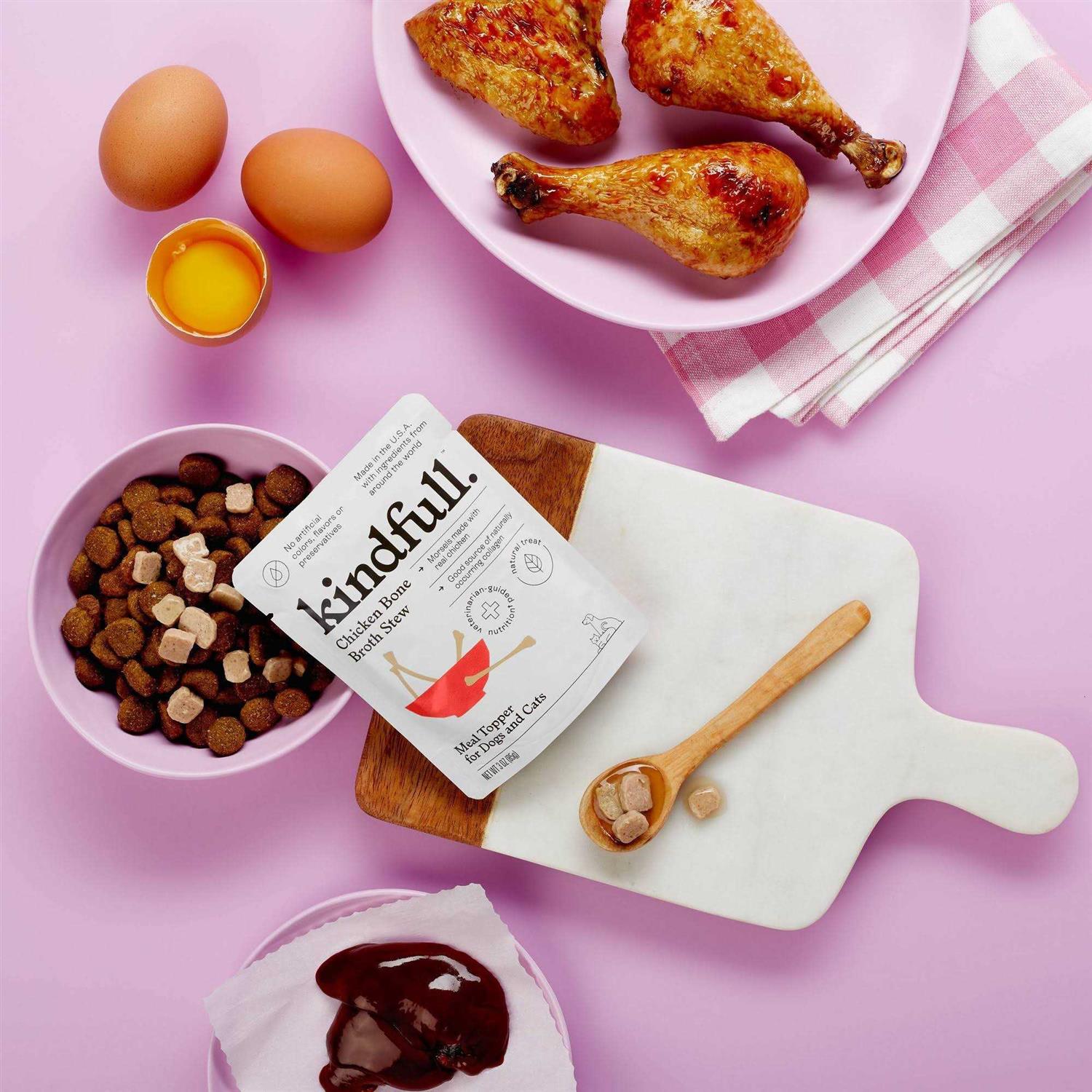 Kindfull Chicken Bone Broth Stew Wet Meal Topper for Dog and Cat Food