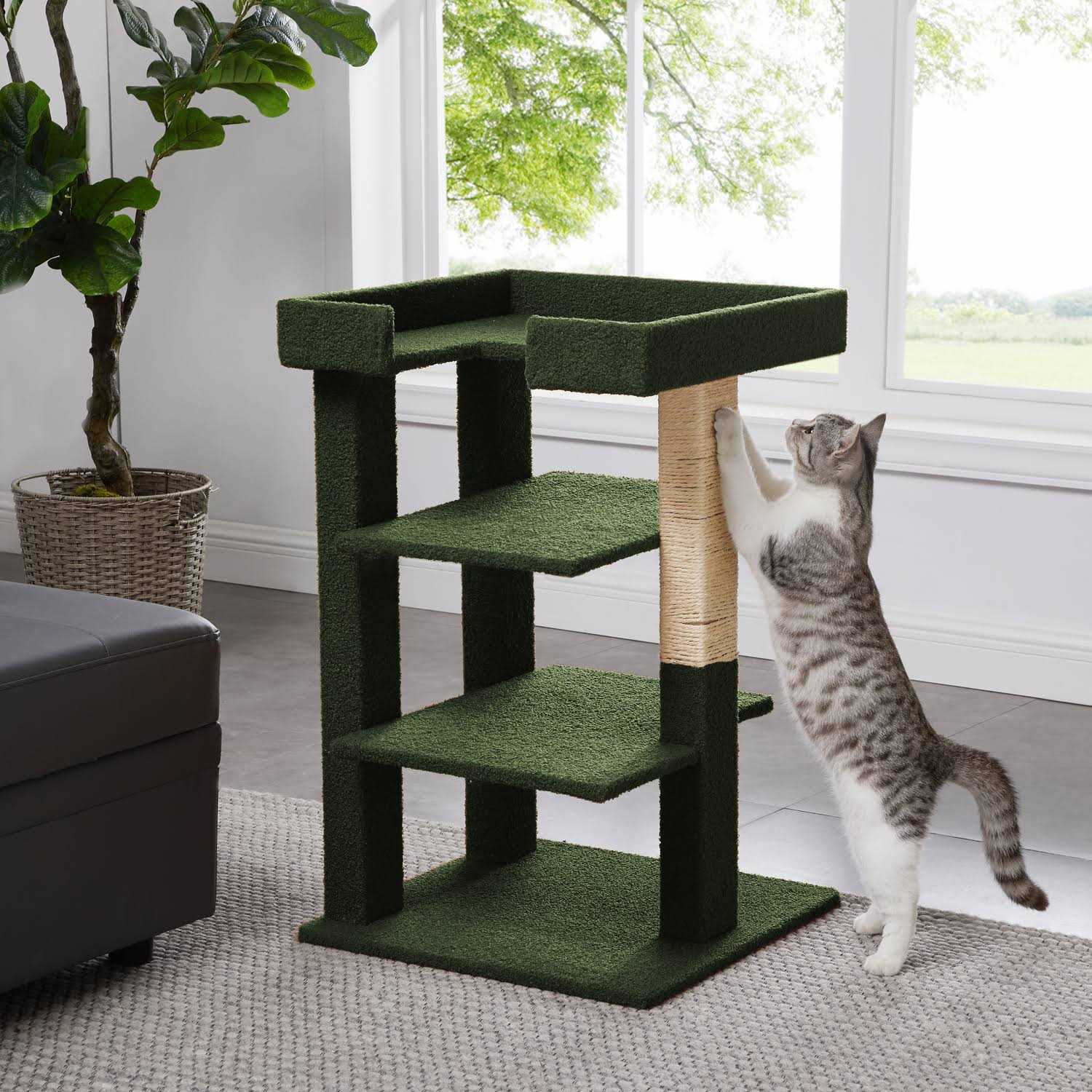 HOMESTOCK Cat Tree for Large Cats Cat Activity with Scratching Post