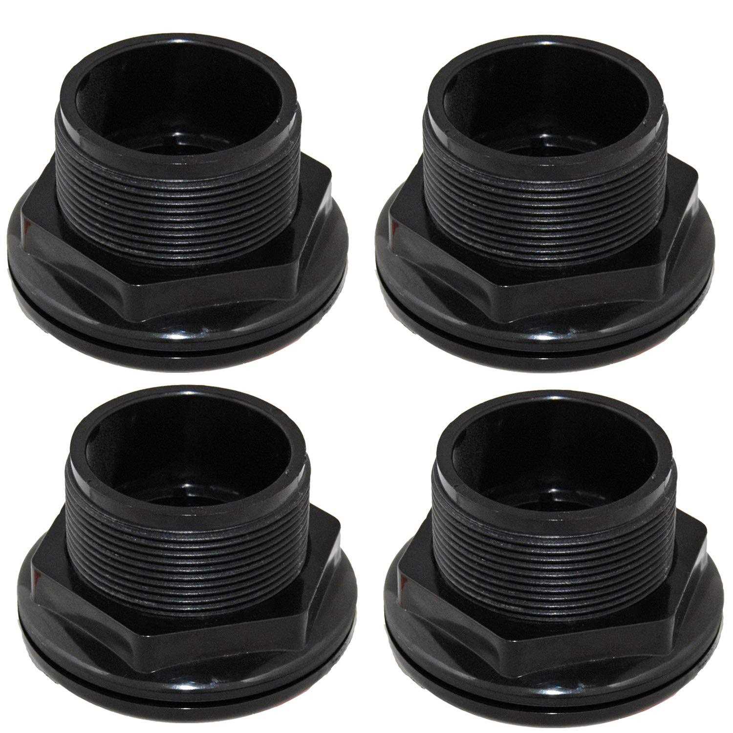 Odyssea 1-1/2 Bulkhead Fitting 1.50 inch Slip x Slip Gasket ABS Aquarium Pond Filters