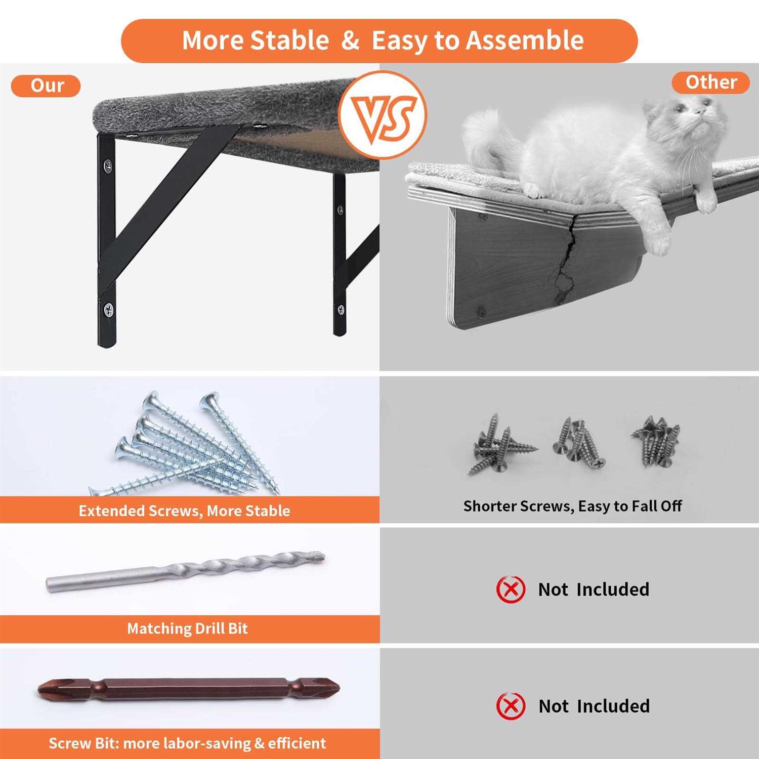 Modern Wall-Mounted Cat Furniture 5pcs Cat Wall Shelves Wooden Cat Climber Cat House, Bridge, Tree, Steps, and Scratcher