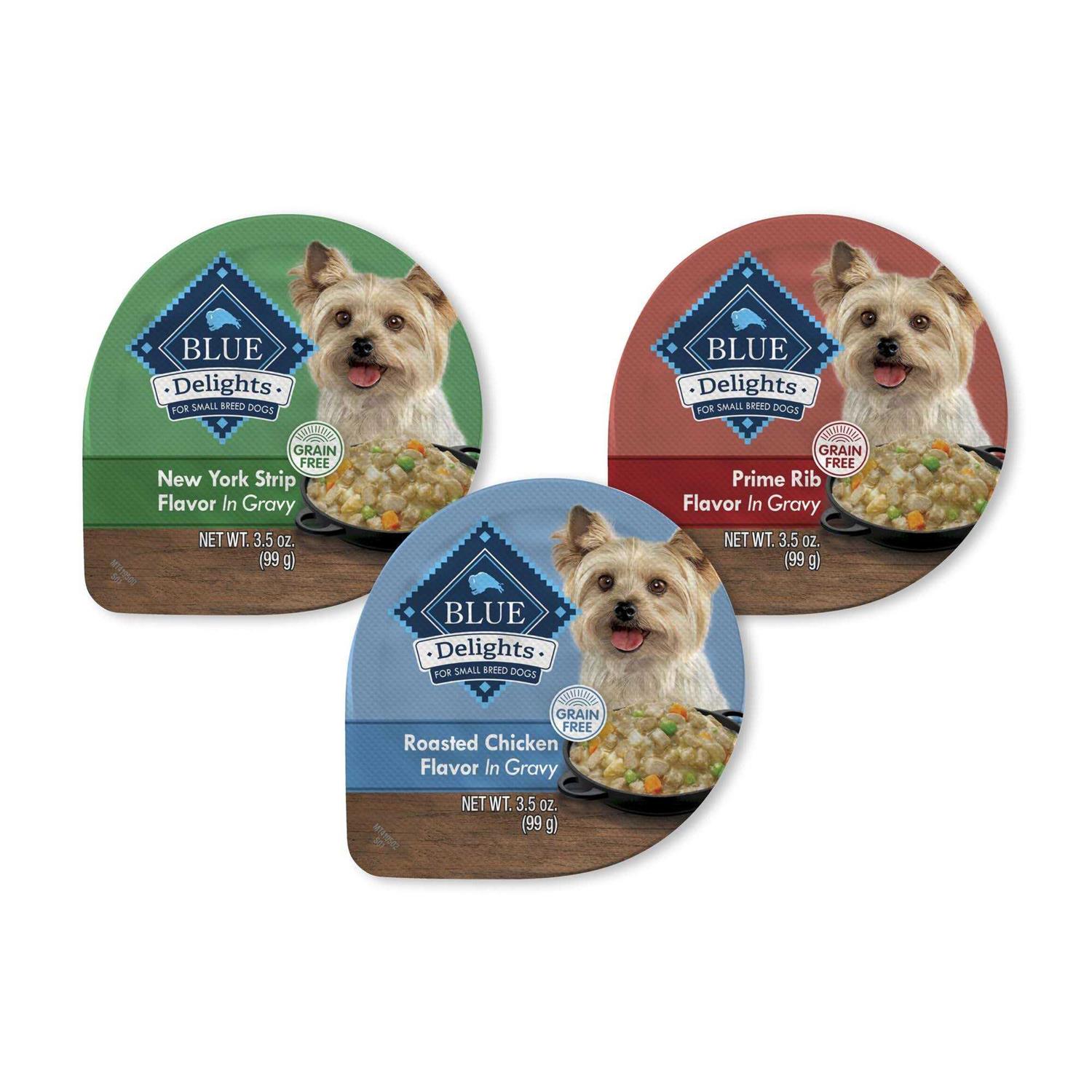 Blue Buffalo Delights Pate Style Grain-Free Chicken Prime Rib & NY Strip Variety Pack Adult Small Breed Wet Dog Food