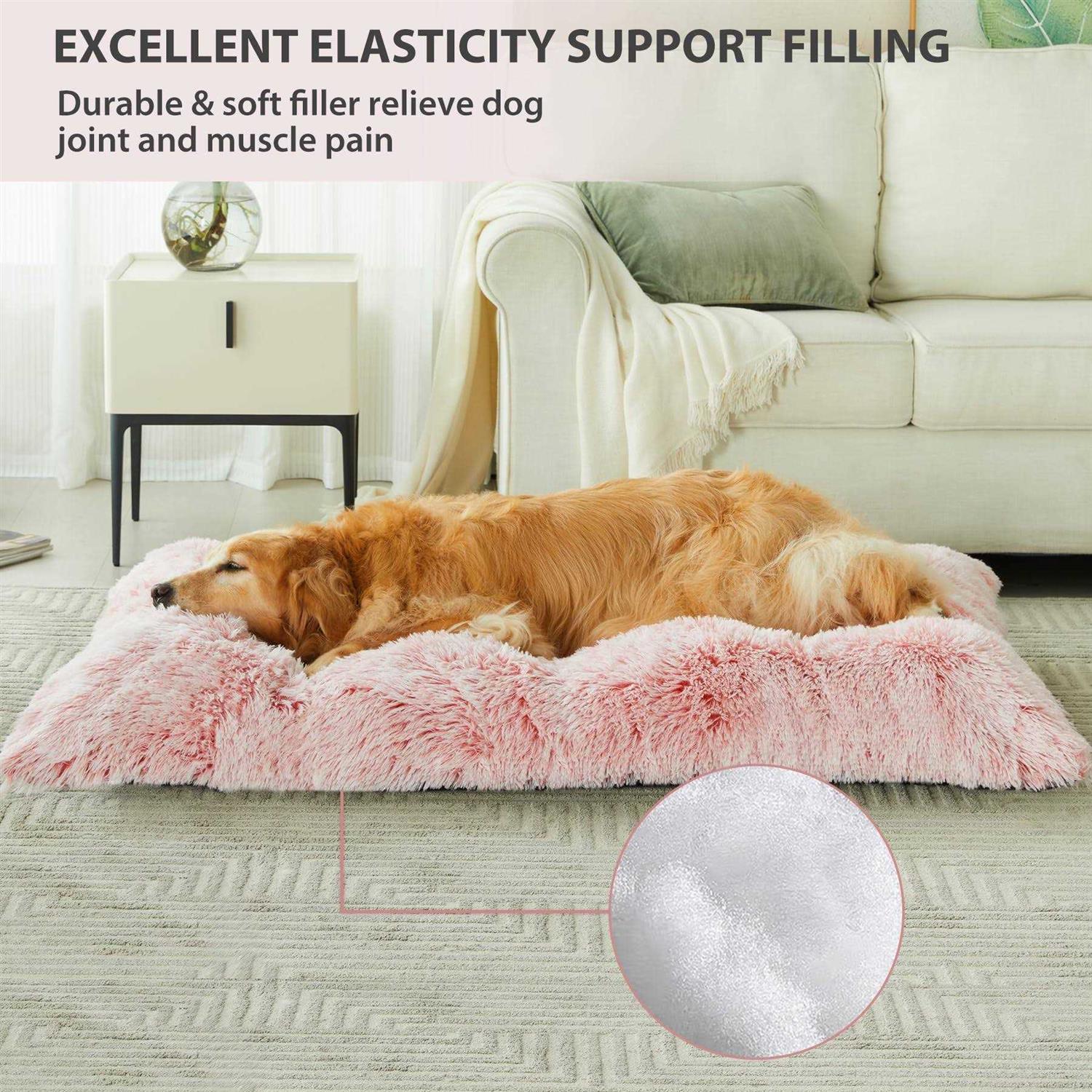 BFPETHOME Dog Beds for Large Dogs Plush Dog Crate Bed Fluffy Cozy Kennel Pad for Sleeping &Ease Anxiety