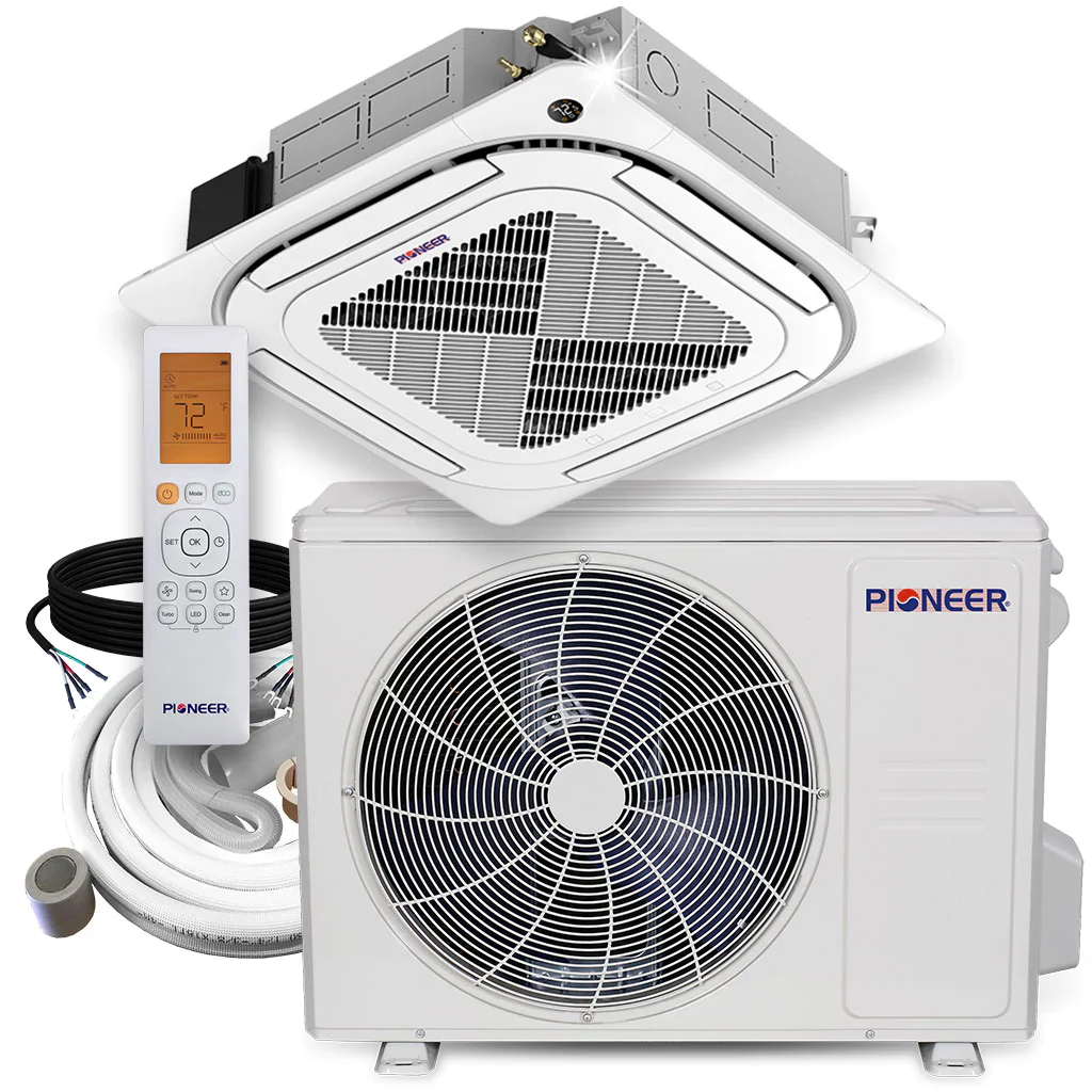 Pioneer® 24,000 BTU 20.7 SEER 8-Way Slim Cassette Mini-Split Air Conditioner Heat Pump System with 10 ft. Line Sets, CYB024GMFILCBD-10