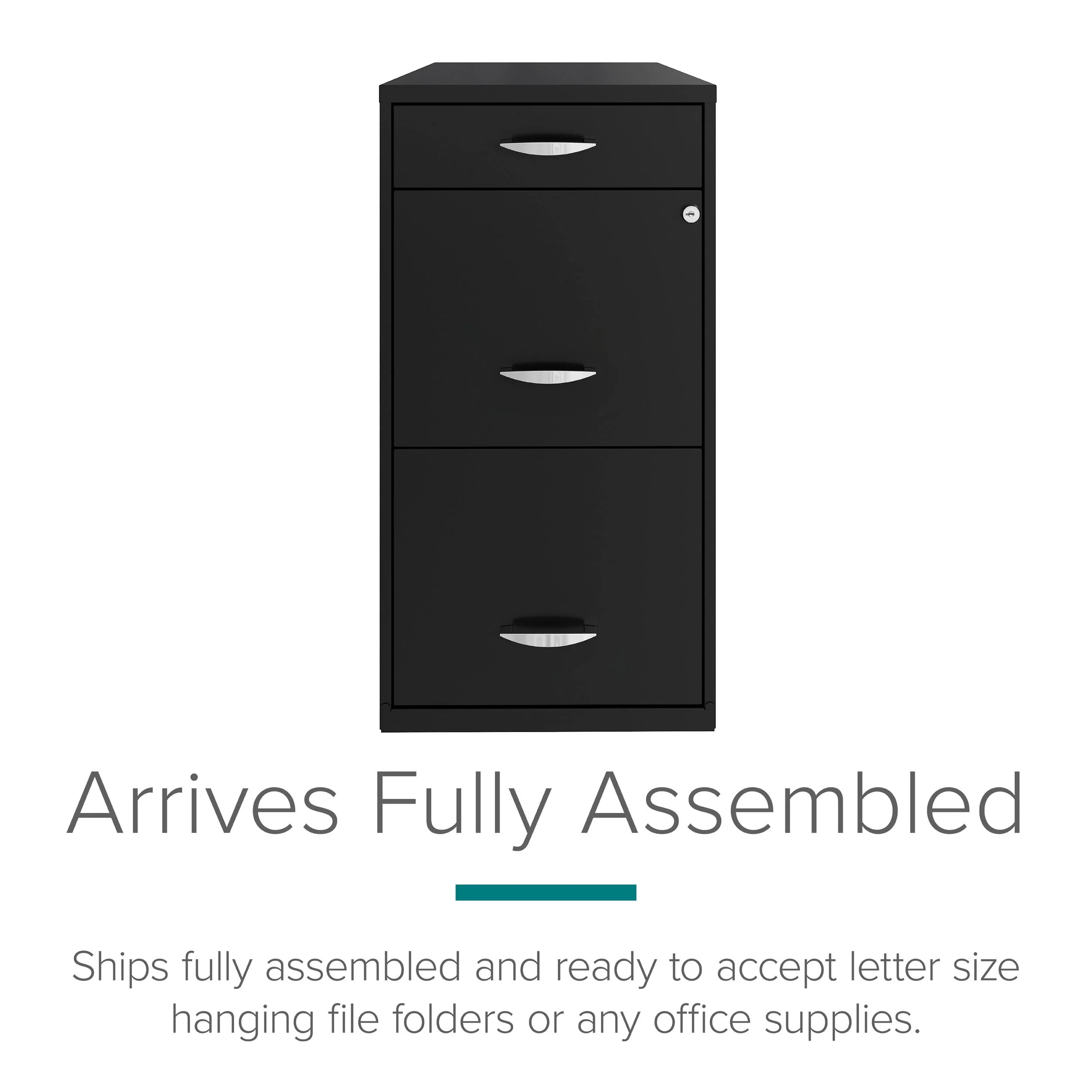 Space Solutions 3 Drawer Letter Width Vertical File Cabinet with Pencil Drawer, Black