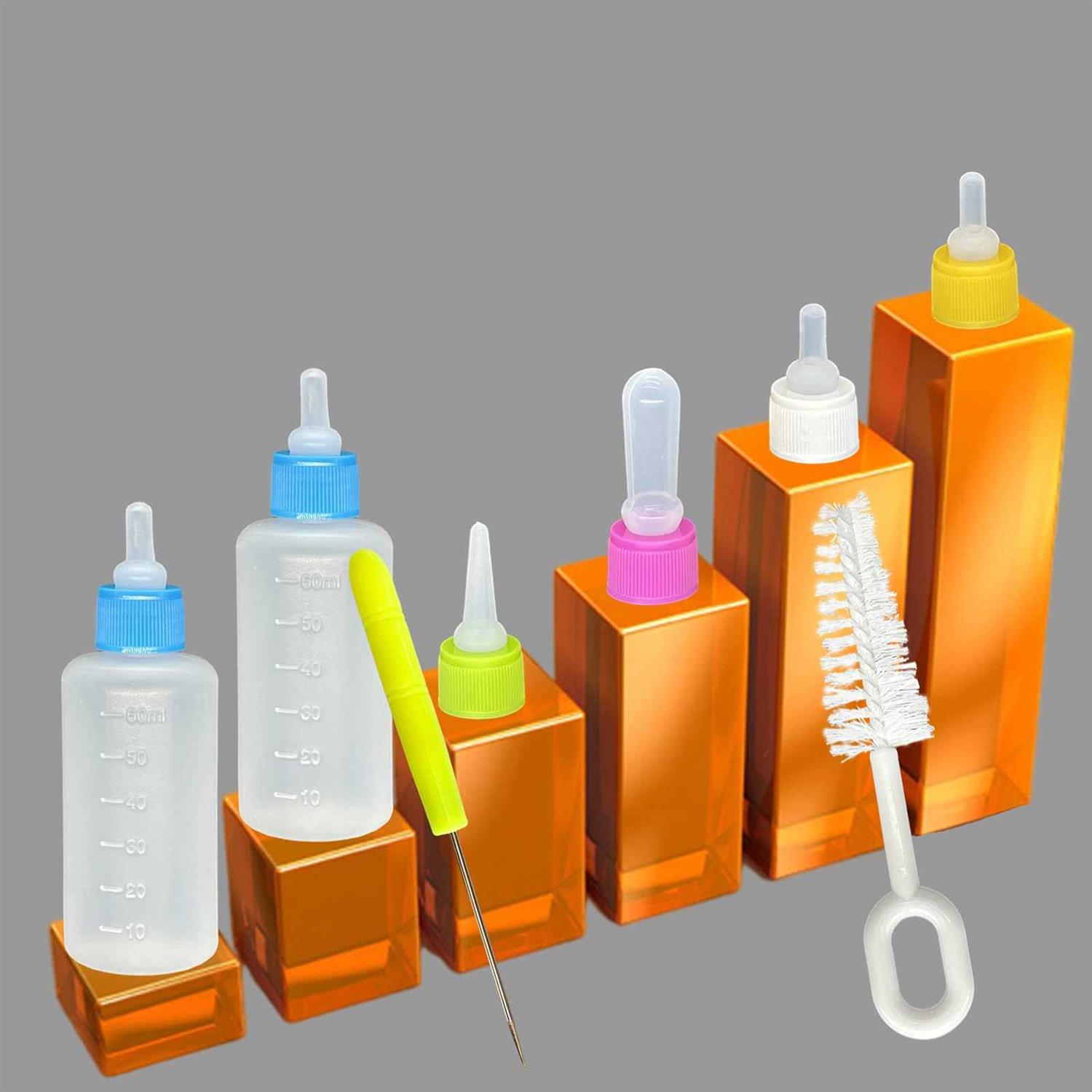 SOEAEODG Pet Bottle Kit Squeeze Liquid Bottle Replaceable Silicone Teat Mini Teat for Newborn Kittens