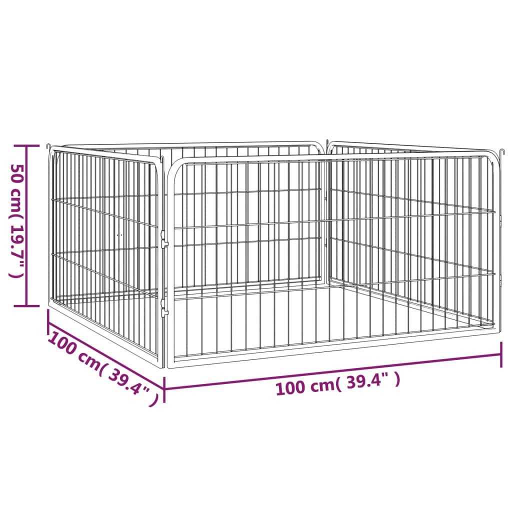 vidaXL Dog Playpen 4 Panels Black Powder-coated Steel