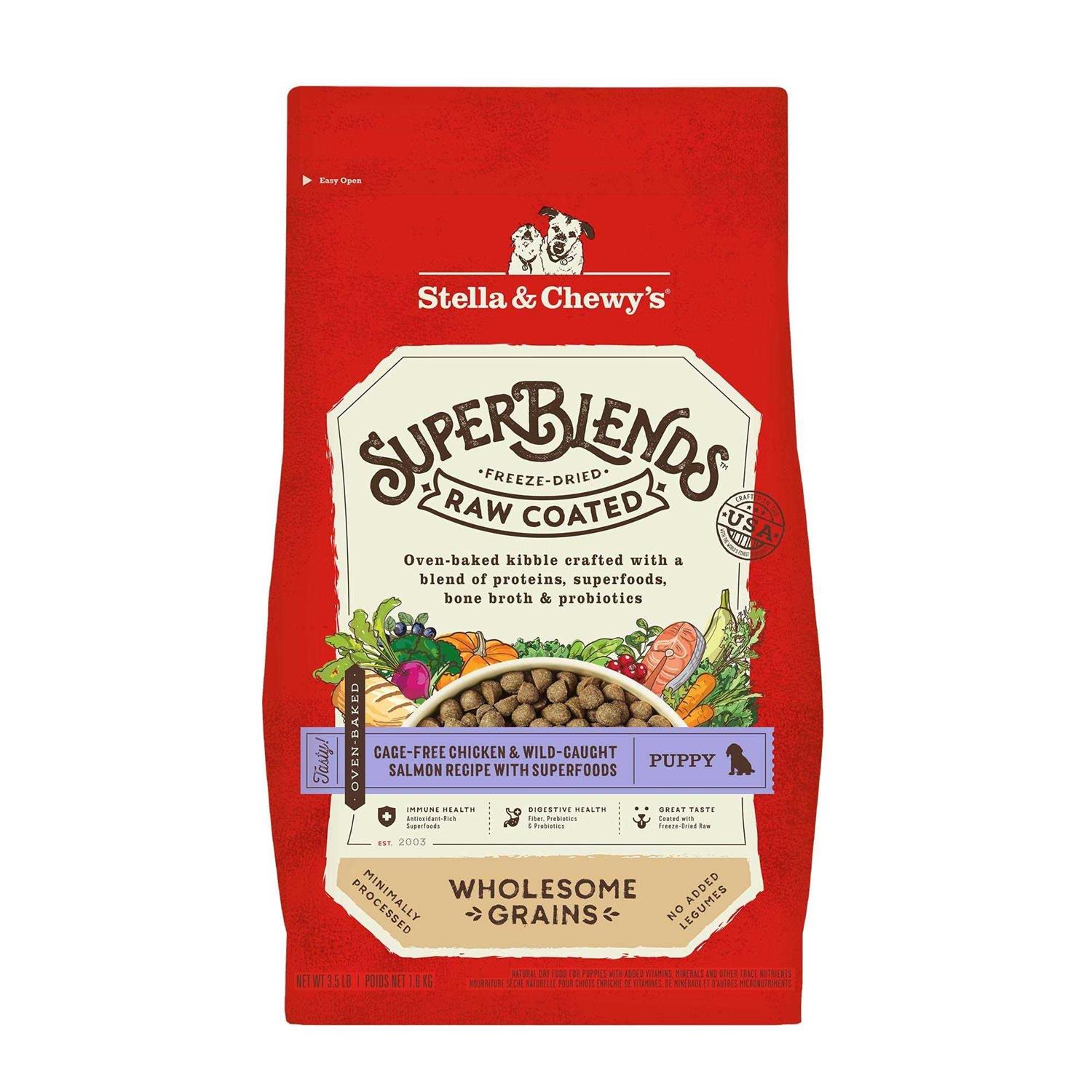 Stella & Chewy’s SuperBlends Raw Wholesome Grains Puppy Cage Free Chicken & Wild Caught Salmon Recipe with Superfoods
