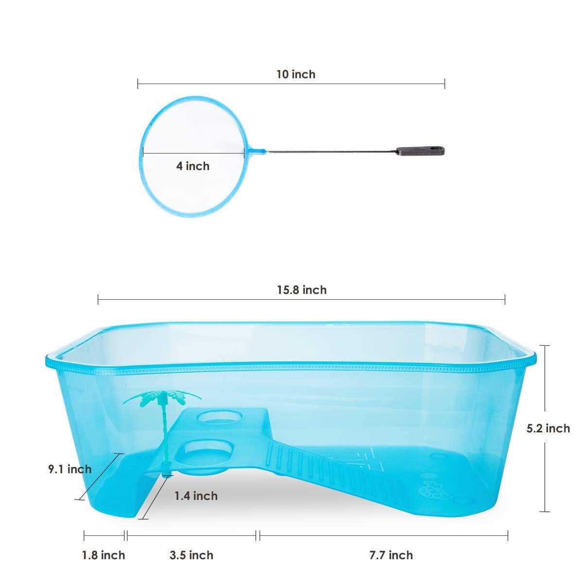 Geegoods Turtle Tank Aquarium,Reptile Tank,Turtle Aquarium Terrapin Lake with Platform Plants Tank for Pet Turtle Reptile Habitat