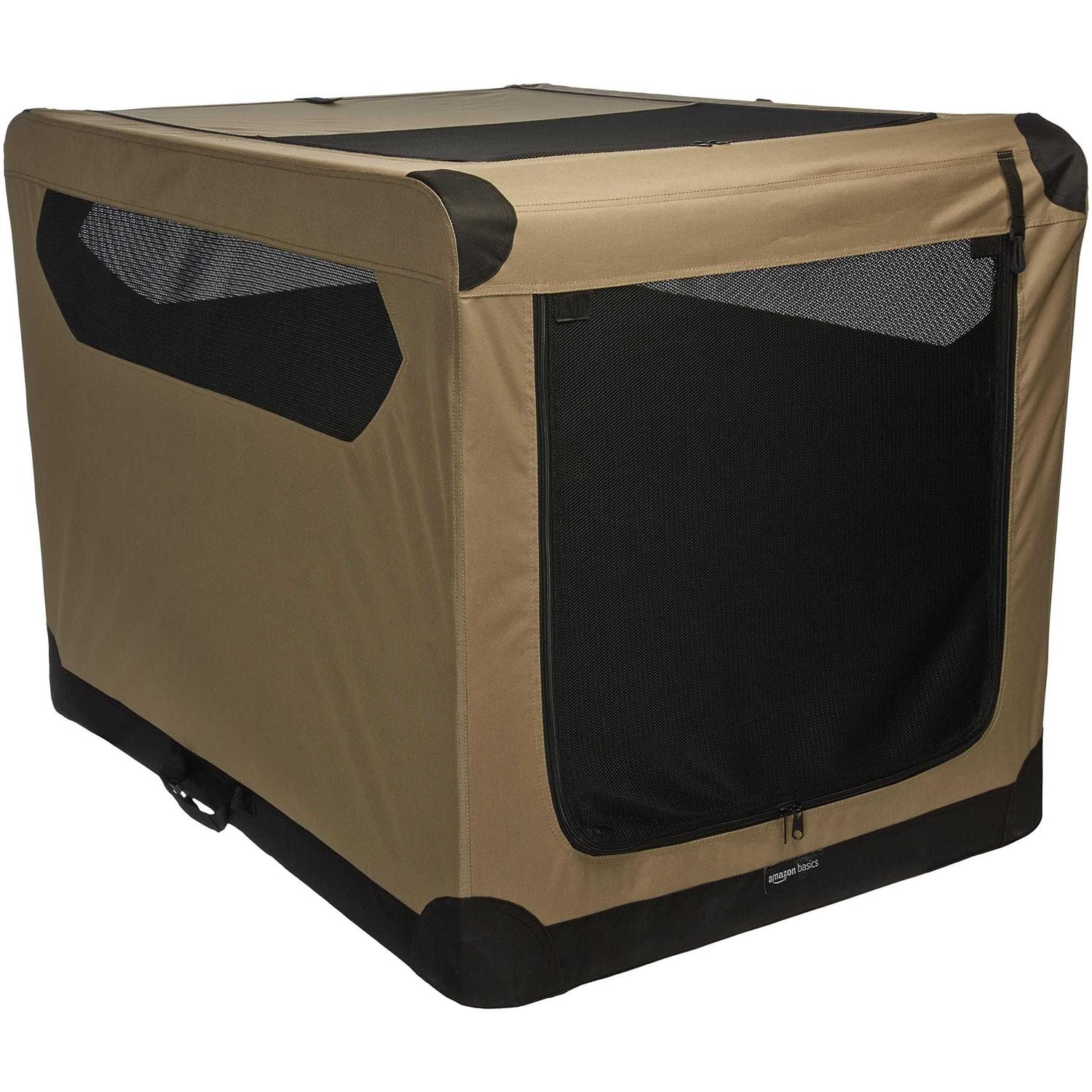 Amazon Basics 2-door Soft-sided Folding Travel Crate Dog Kennel