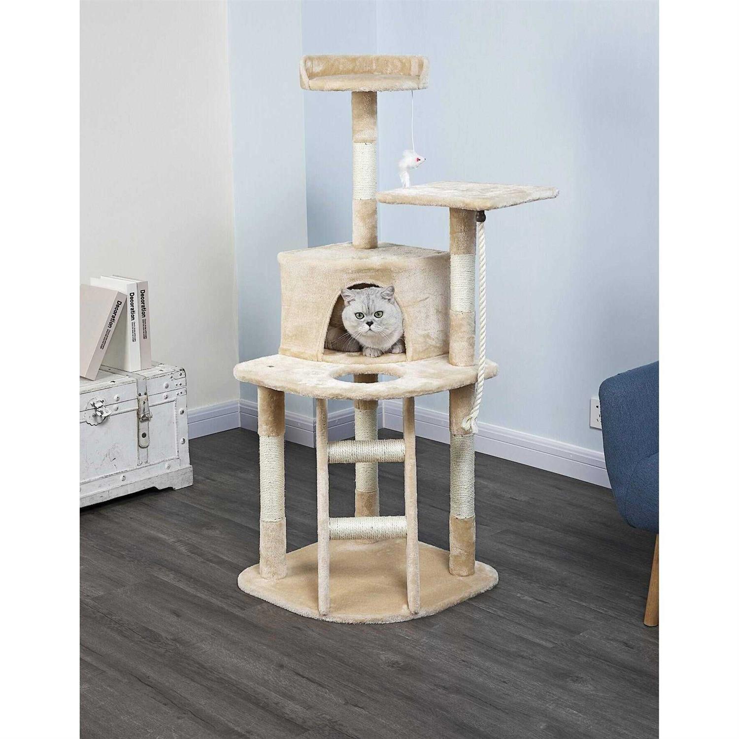 Go Pet Club 49 in. Economical Cat Tree Condo with Sisal Covered Posts
