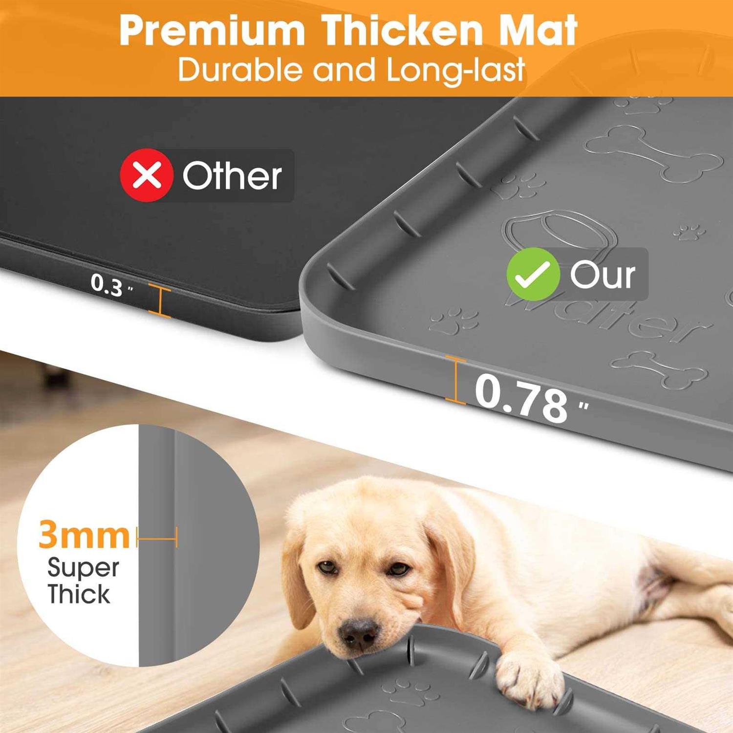 Dog Food Mat with Pocket, Baboies Silicone Dog Mat for Food and Water