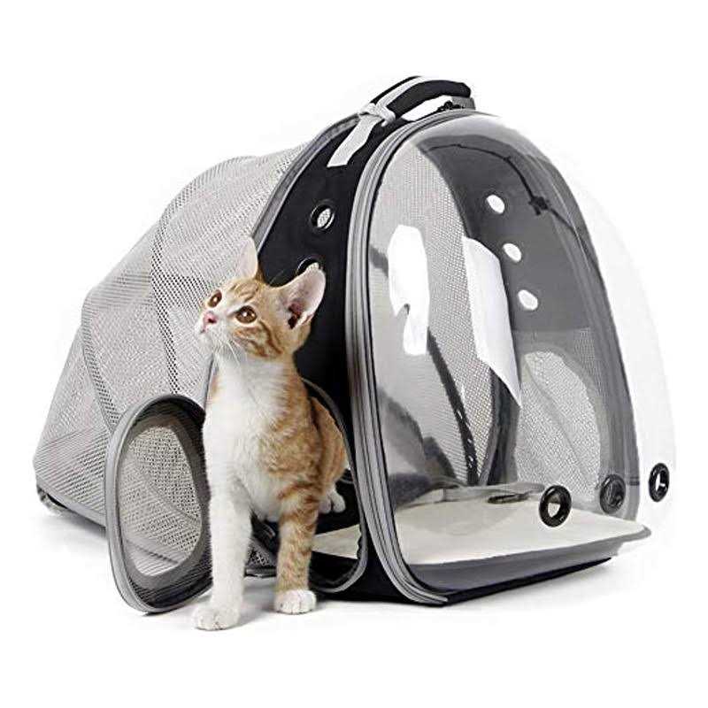 halinfer Front Expandable Cat Backpack Carrier, Fit up to 20 lbs, Space Capsule Bubble Window Pet Carrier Backpack for Large Fat Cat and Small Puppy