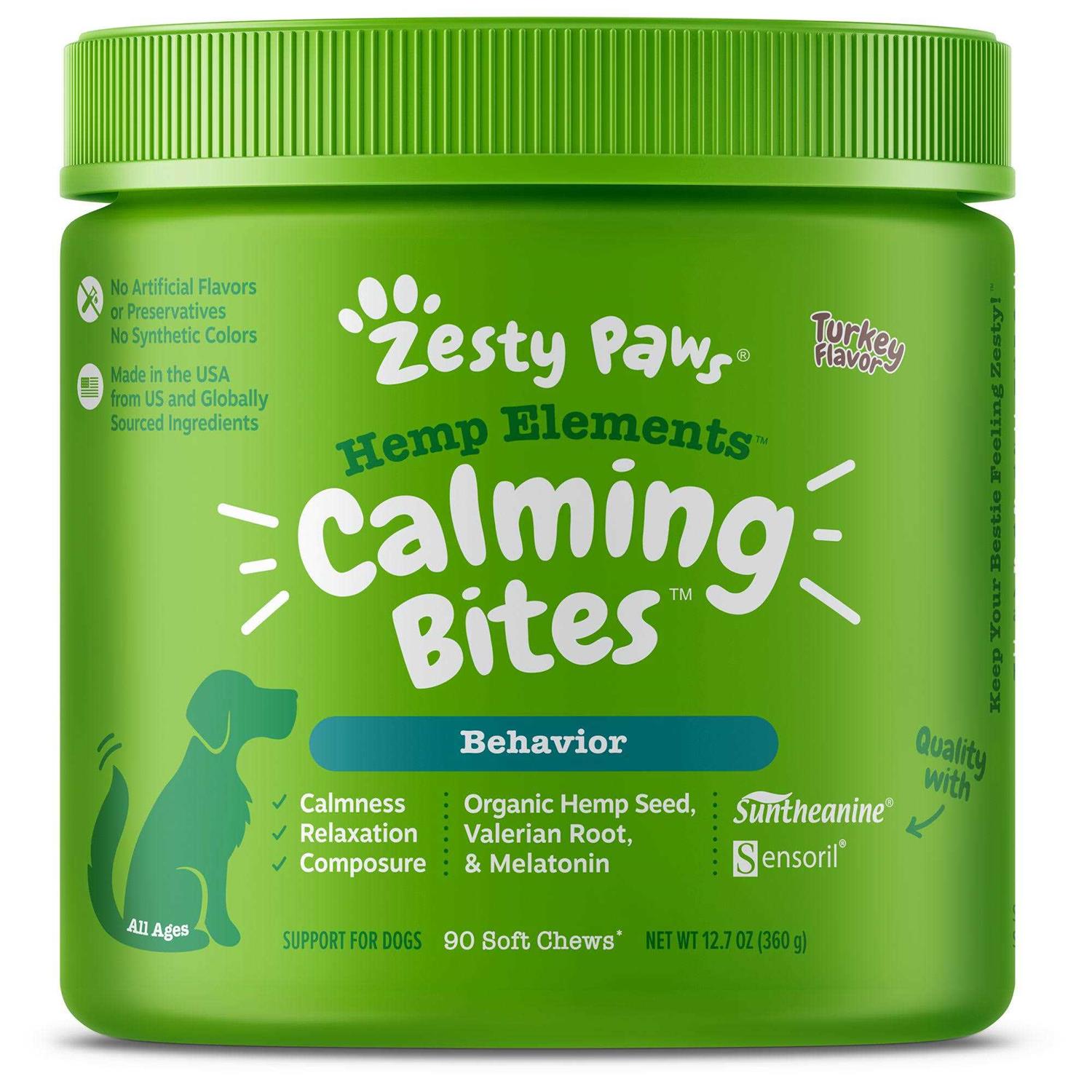 Zesty Paws Hemp Elements Calming Bites for Dogs