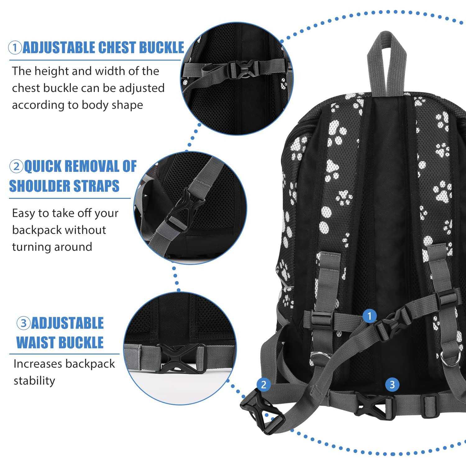 YESLAU Dog Backpack Carrier Pet Carrier for Small Medium Dogs Travel Bag Front Pack Breathable Adjustable with Safety Reflective Strips for Hiking