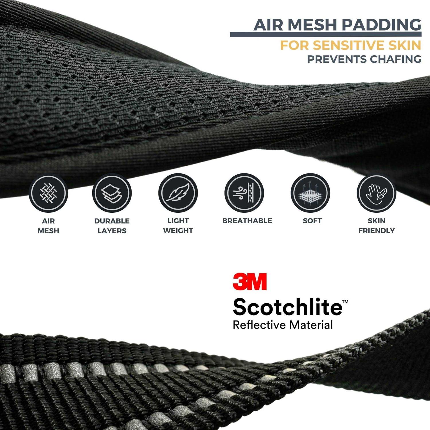 Premium Dog Collar Apple Airtag Holder – Adjustable Heavy Duty 3M Reflective No Chafing Ultra Soft Air Mesh Padded w/Quick Release Buckle Pet