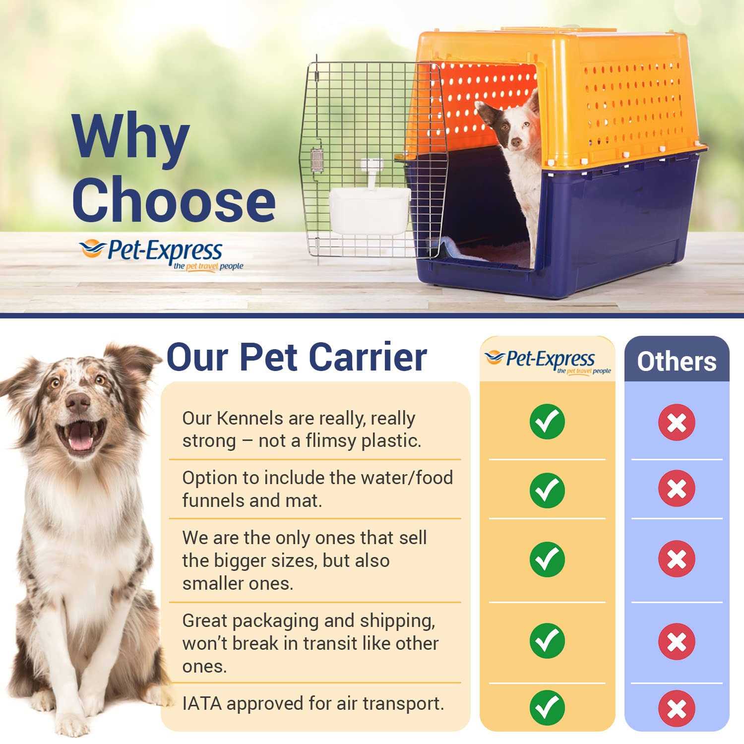 Pet-express Pet Crate Durable, Heavy Duty Dog Cat Kennel, Iata Airline Approved Pet Carrier, Pet Palace Dog Kennel, Travel Dog and Cat Crate