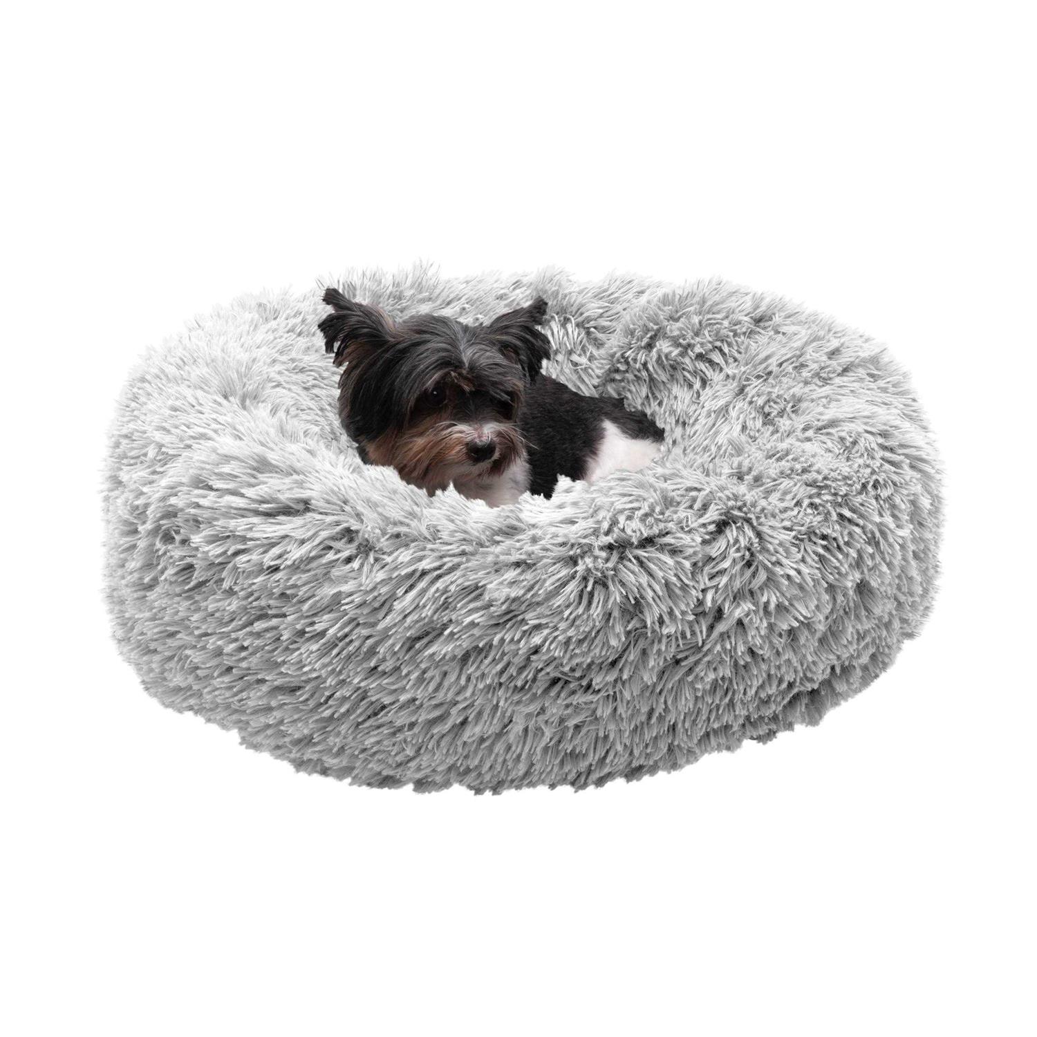 FurHaven Calming Cuddler Long Fur Donut Dog Bed