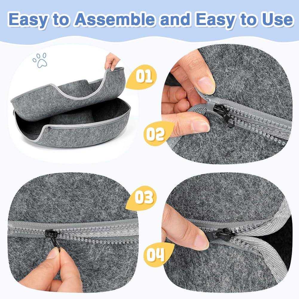 Cat Cave for Indoor Cats Large Cat Donut Cat Tunnel Bed Peekaboo Cat Cave with 3 Toys
