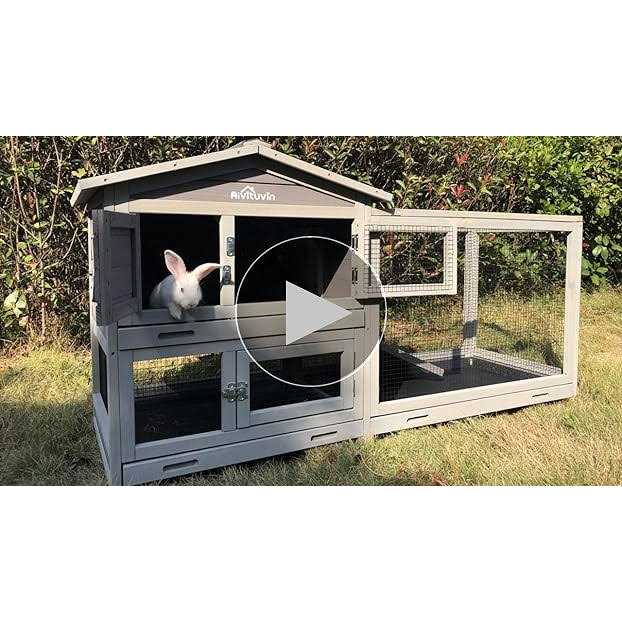 Aivituvin Rabbit Hutch Indoor 62 Cage Outdoor Chicken Coop Guinea Pig Cage on Wheels Bunny Cage with 3 Deep No Leakage Pull Out Tray,Waterproof