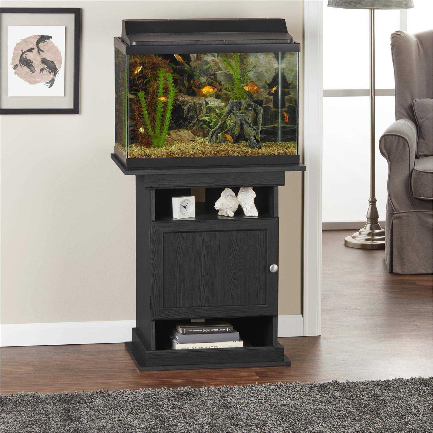 Ollie & Hutch Flipper 10/20 Gallon Aquarium Stand with Storage Black