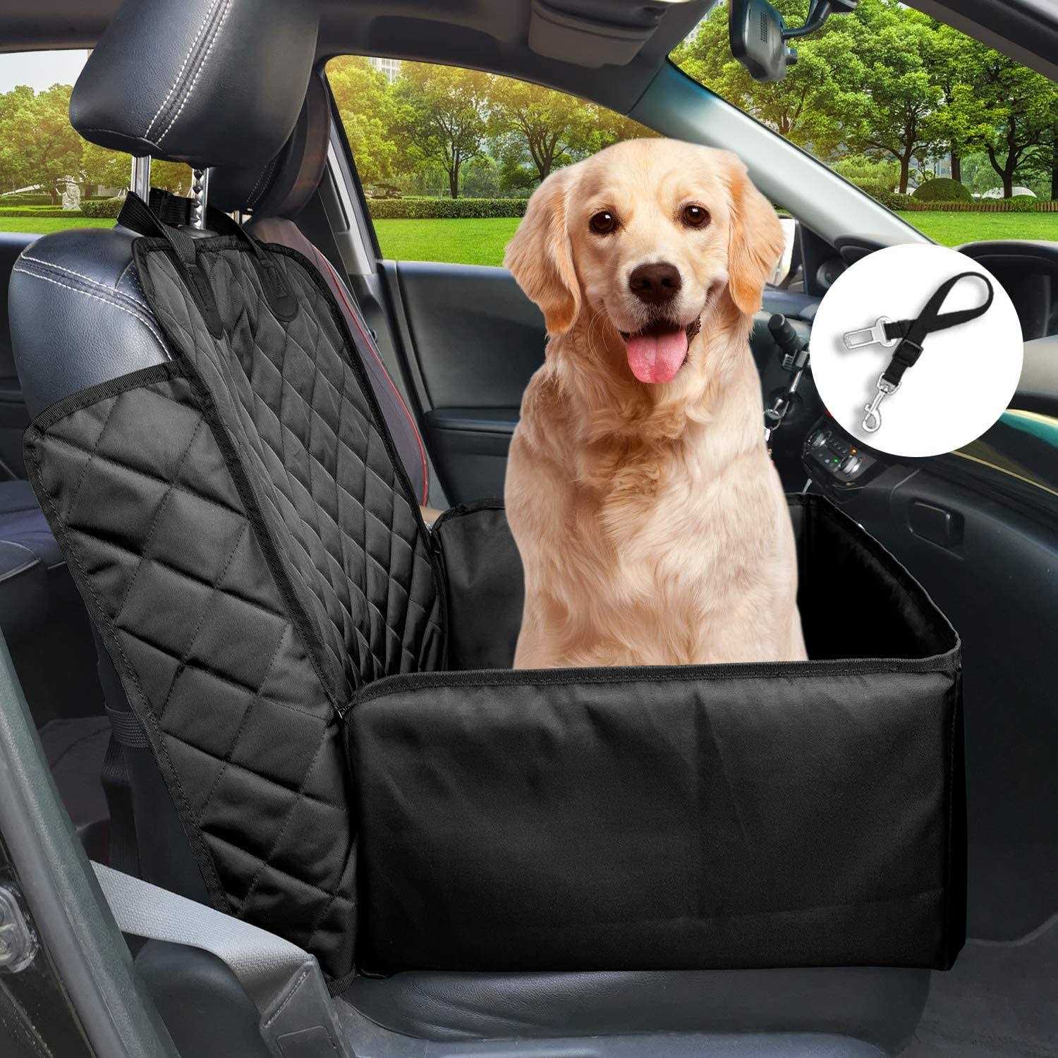 Flow.month Flowmonth Pet Front Seat Cover Pet Booster Seat,Deluxe 2 in 1 Dog Seat Cover for Cars Waterproof Dog Front Seat Cover Pet Bucket