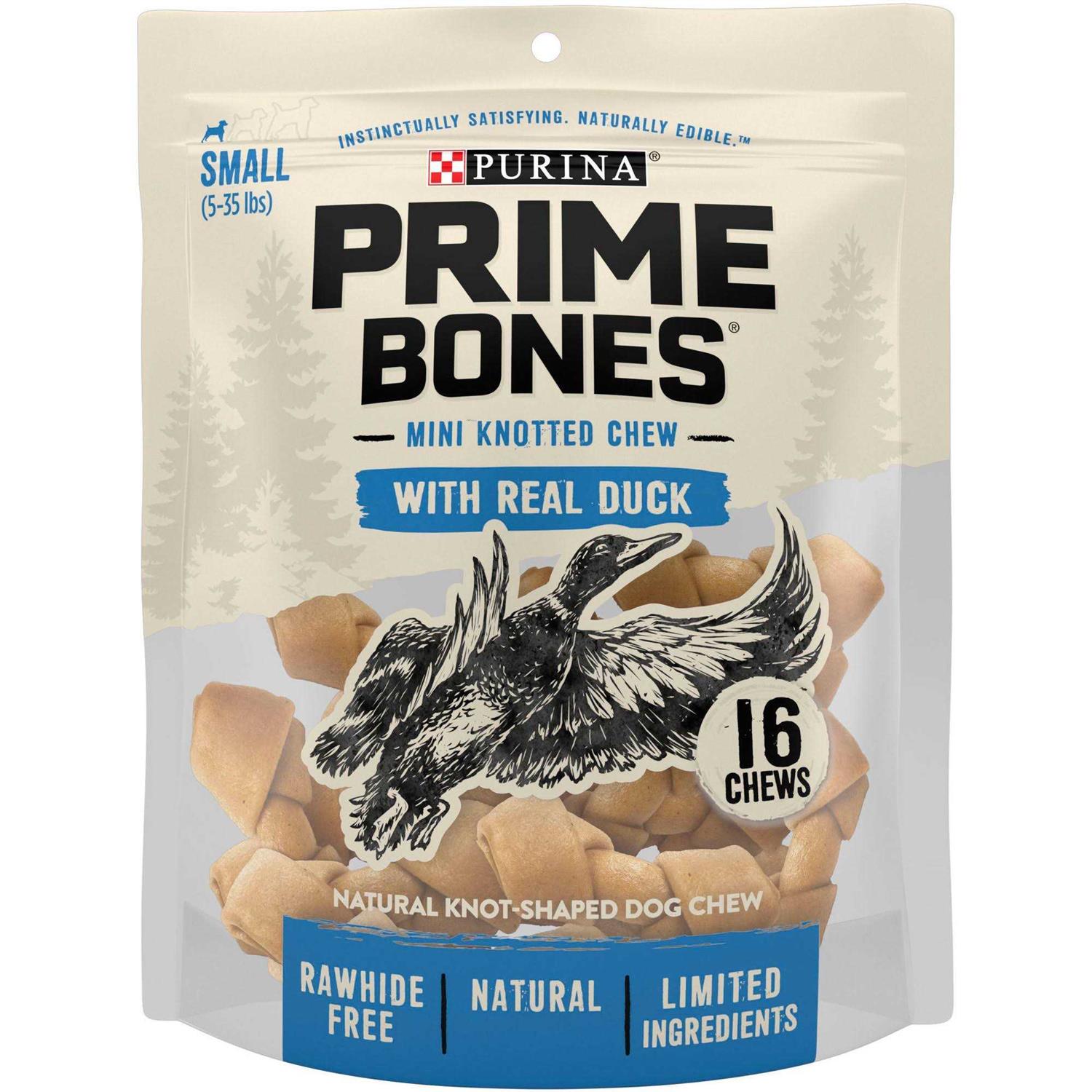 Purina Prime Bones Mini Knotted Chews Rawhide Free Natural Dog Treats