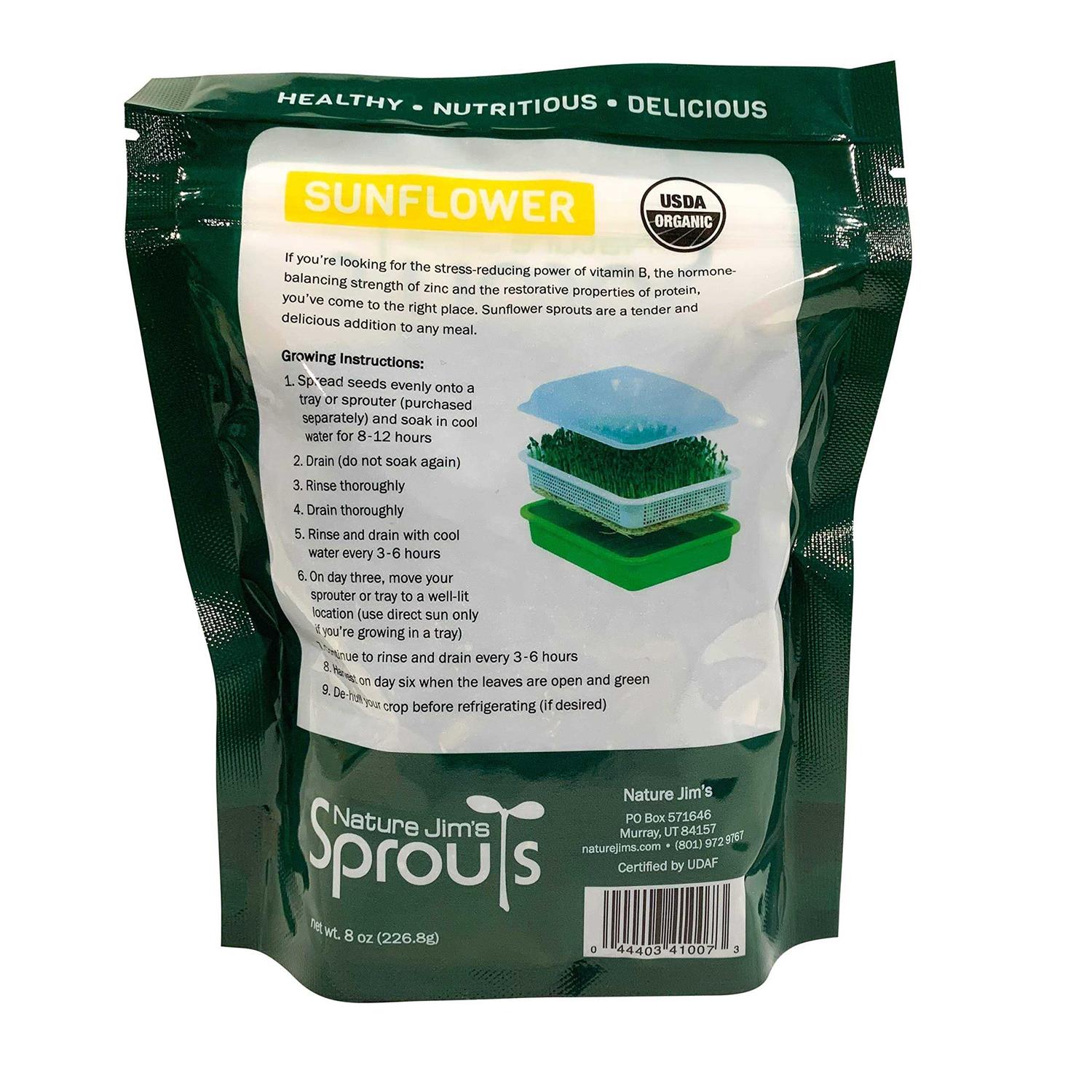 Nature Jims Sprouts Sunflower Seeds Certified Organic Black Oil Sunflower Sprouts for Soups