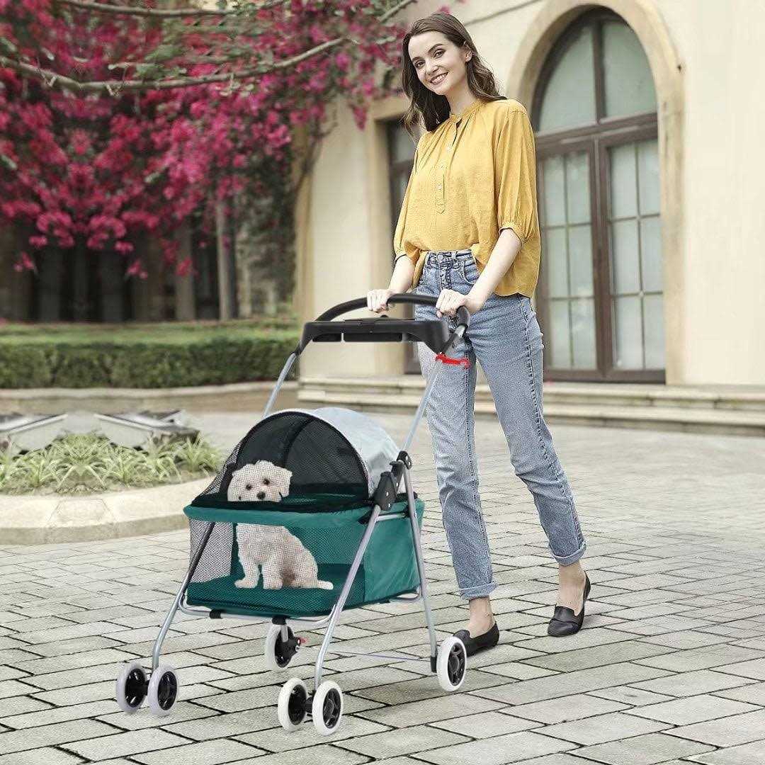 Dkeli Dog Stroller Folding Cat Stroller Pet Strollers for Small Dogs & Cats with Cup Holder