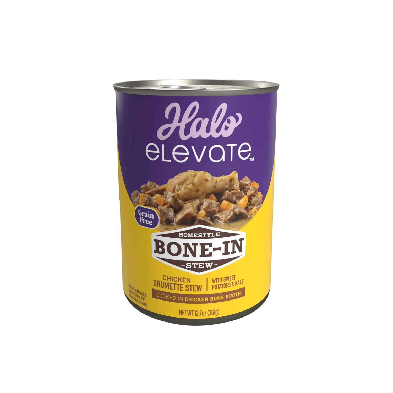 Halo Elevate Dog Homestyle Bone-In Grain Free Chicken Stew Potatoes Wet Food