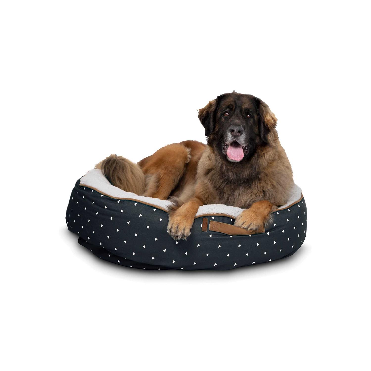 Bark and Slumber Roll Over Rust Small Plush Lounger Dog Bed