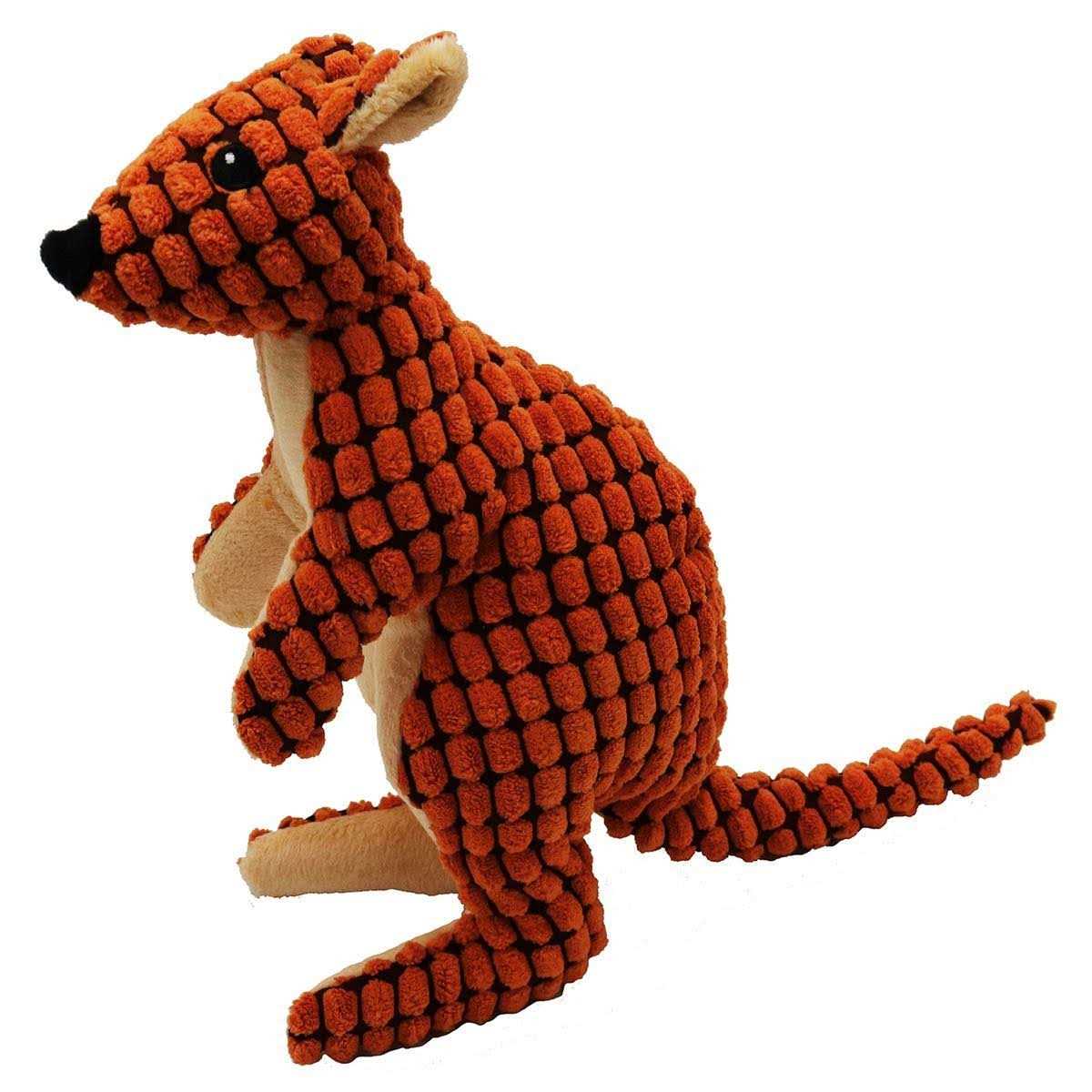 SmartPetLove Tender-Tuffs Big Shots Aussie Kangaroo Cuddly Pet Toy Stuffed Plush Dog Toy and Cute Squeaky Dog Toys for All Life Stages