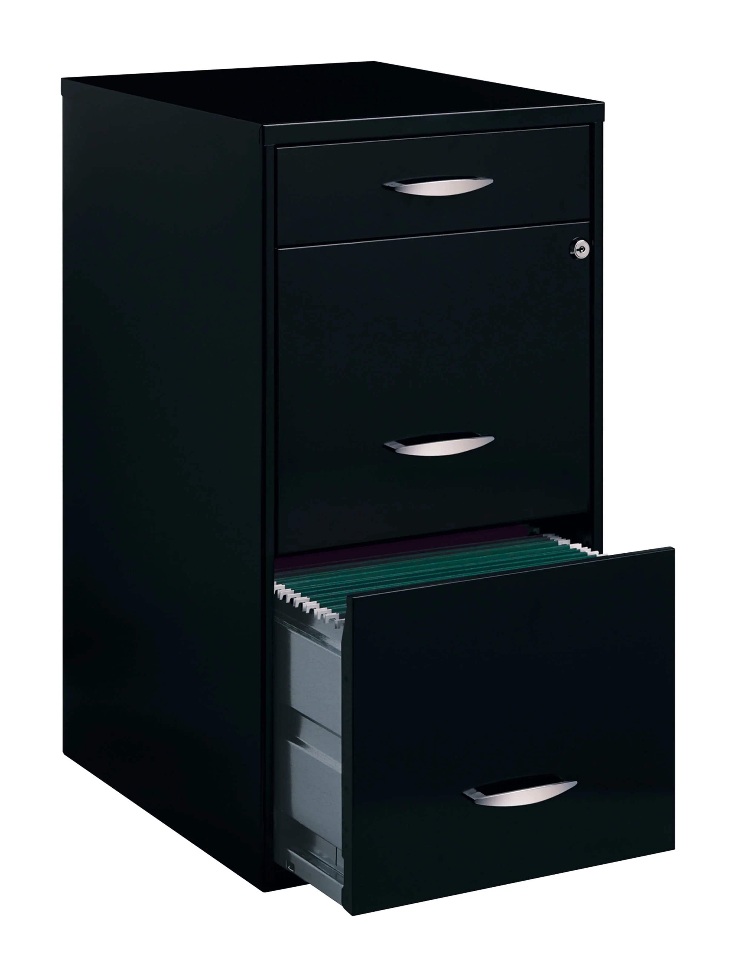 Space Solutions 3 Drawer Letter Width Vertical File Cabinet with Pencil Drawer, Black