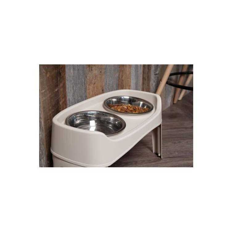 Iris USA 12 inch Elevated Dog Bowls with Two 2 Qt Stainless Steel Bowls and Removable Legs