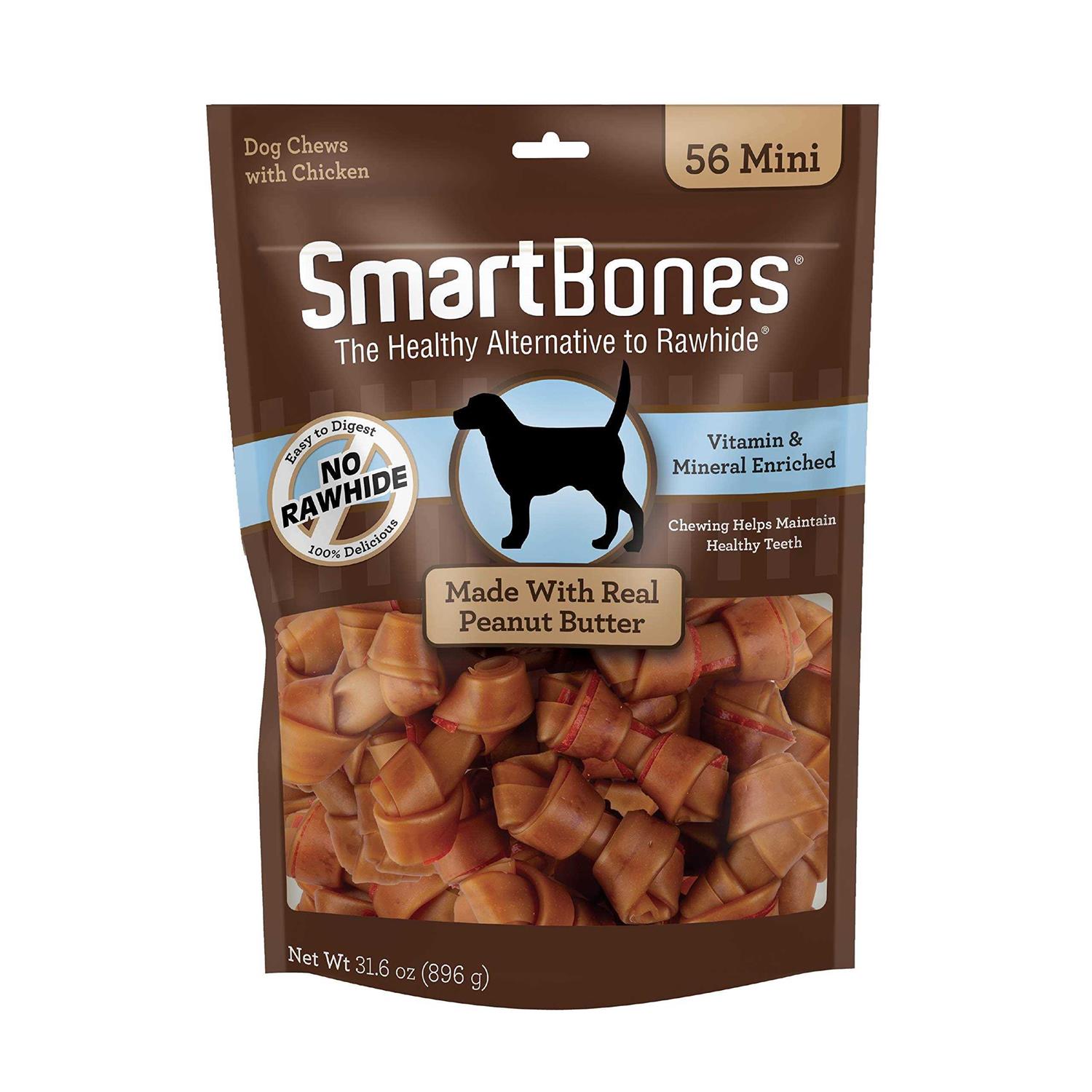SmartBones Mini Bones with Real Peanut Butter 56 Count