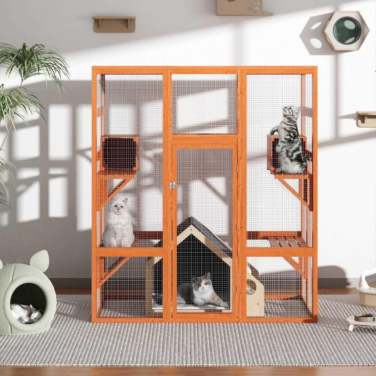 Coziwow Large Wooden Cat House Catio Enclosure
