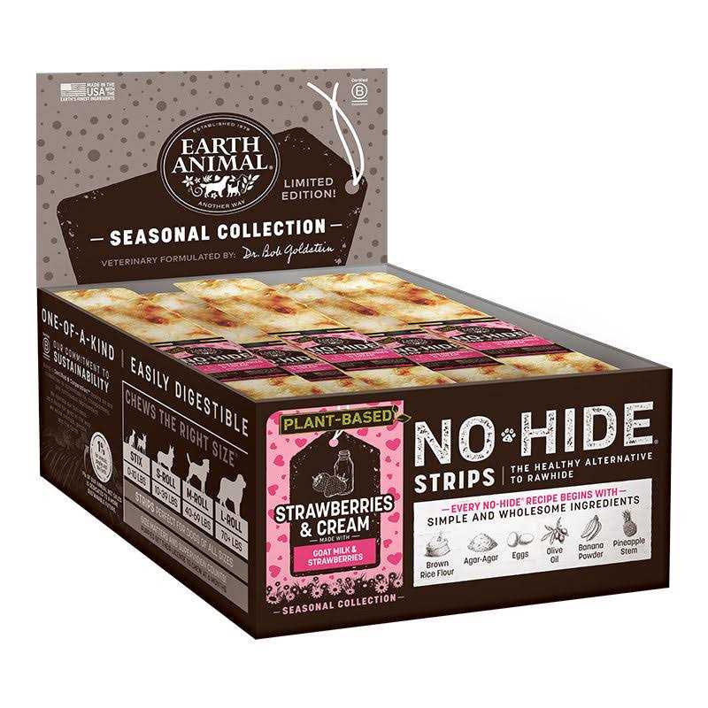 Earth Animal No-Hide Strawberries & Cream Strips Dog Treats