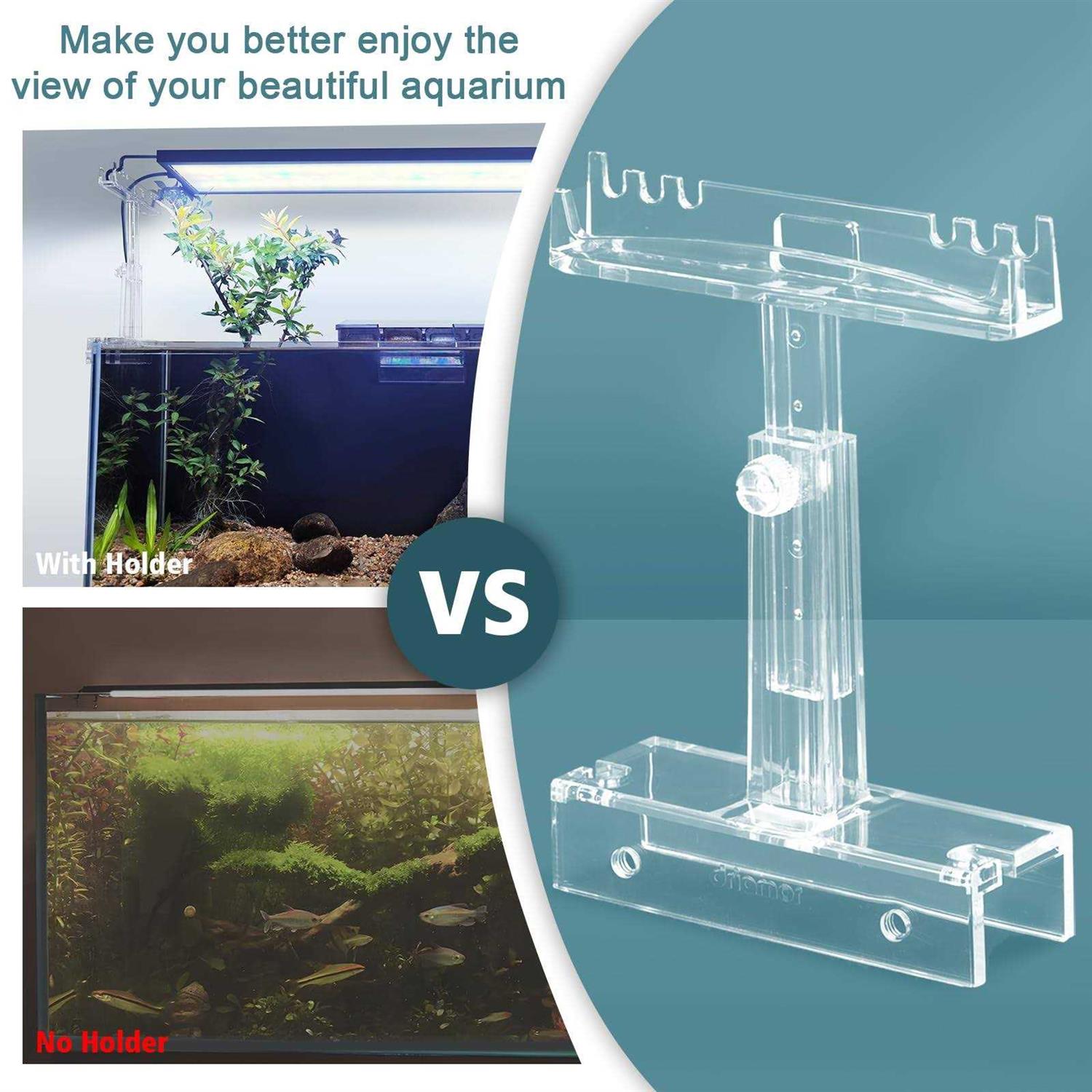 Aquarium Light Holder Adjustable Clear Acrylic Fish Tank LED Light Riser Stand Aquarium Lamp Brackets Kit 2pcs Transparent Support for Width 2.34