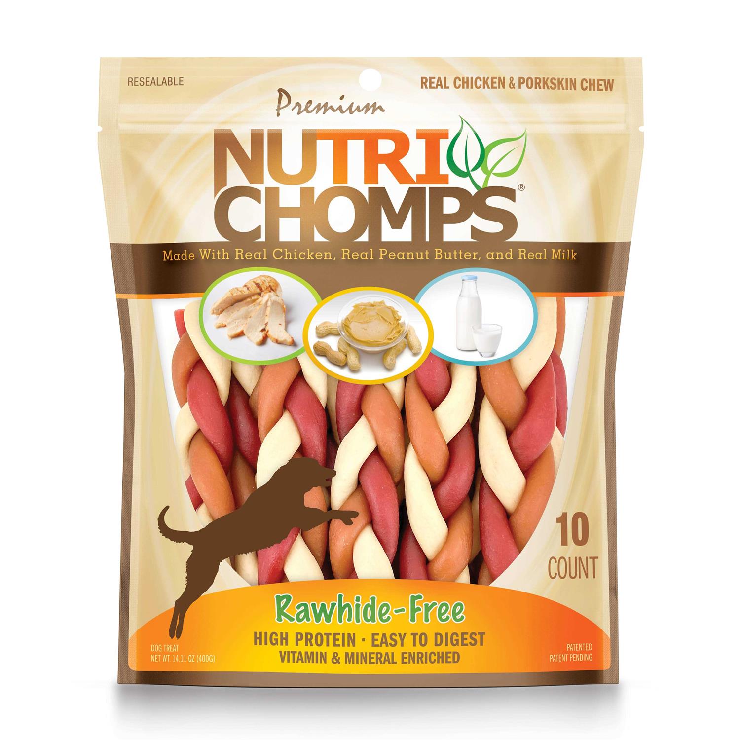 Nutri Chomps Mixed Flavor Braids Dog Chews 6 Inch