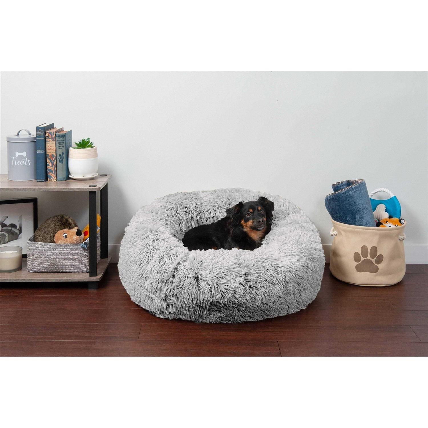 FurHaven Calming Cuddler Long Fur Donut Dog Bed