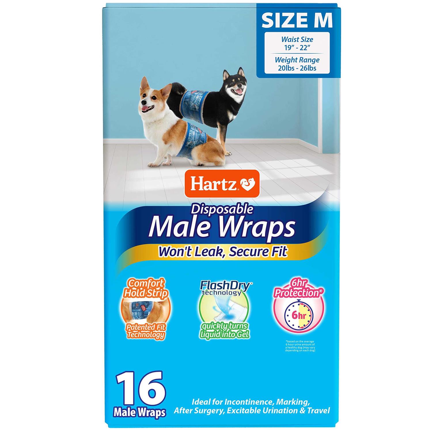 Hartz Disposable Male Dog Wraps Size
