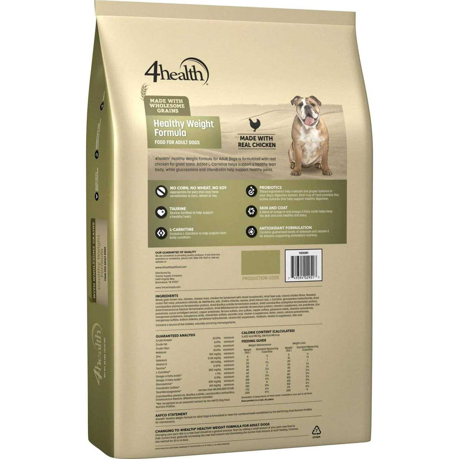 4health with Wholesome Grains Adult Healthy Weight Chicken Formula Dry Dog Food 1024381