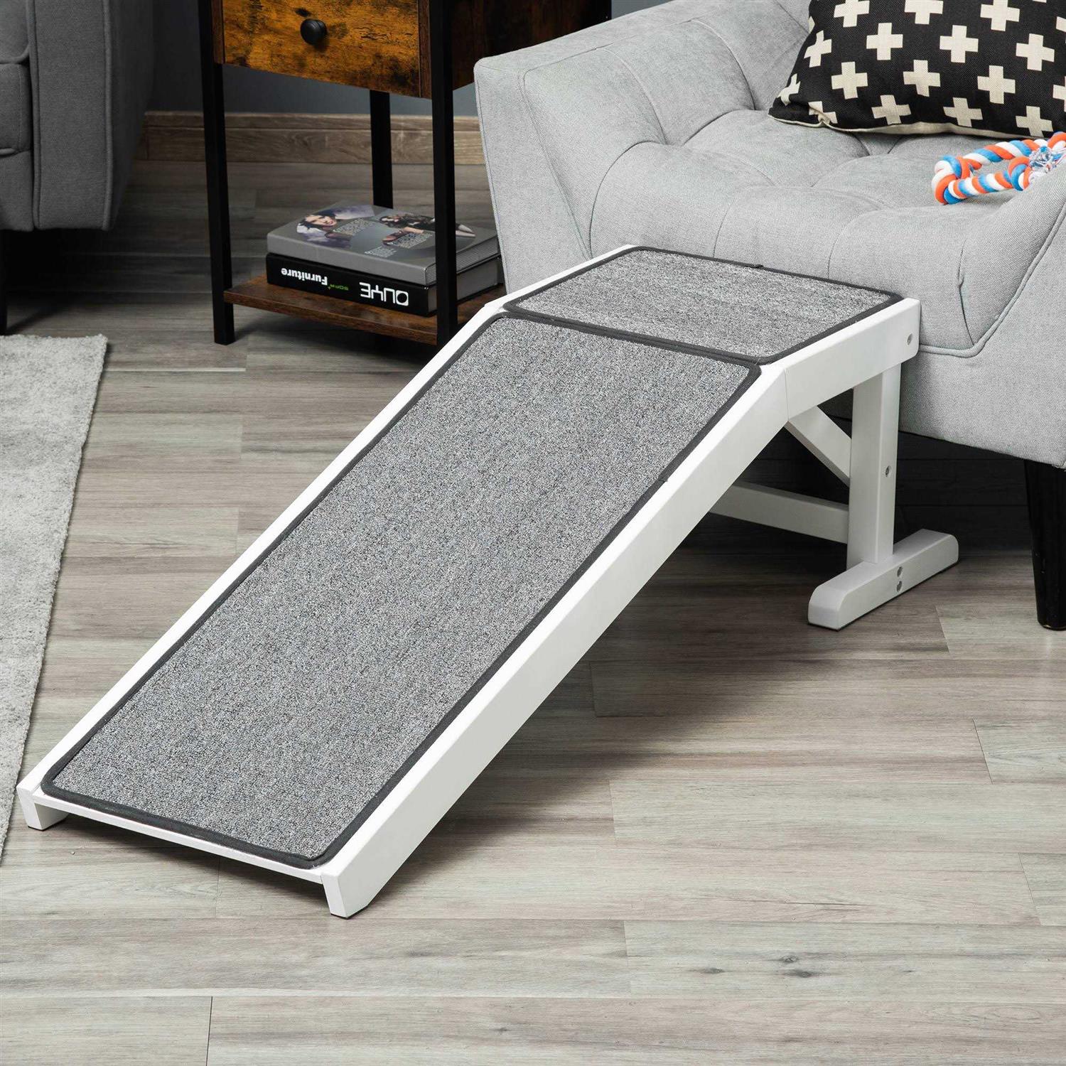 PawHut Pet Ramp, Dog Bed Ramp for Dogs with Non-Slip Carpet and Top Platform