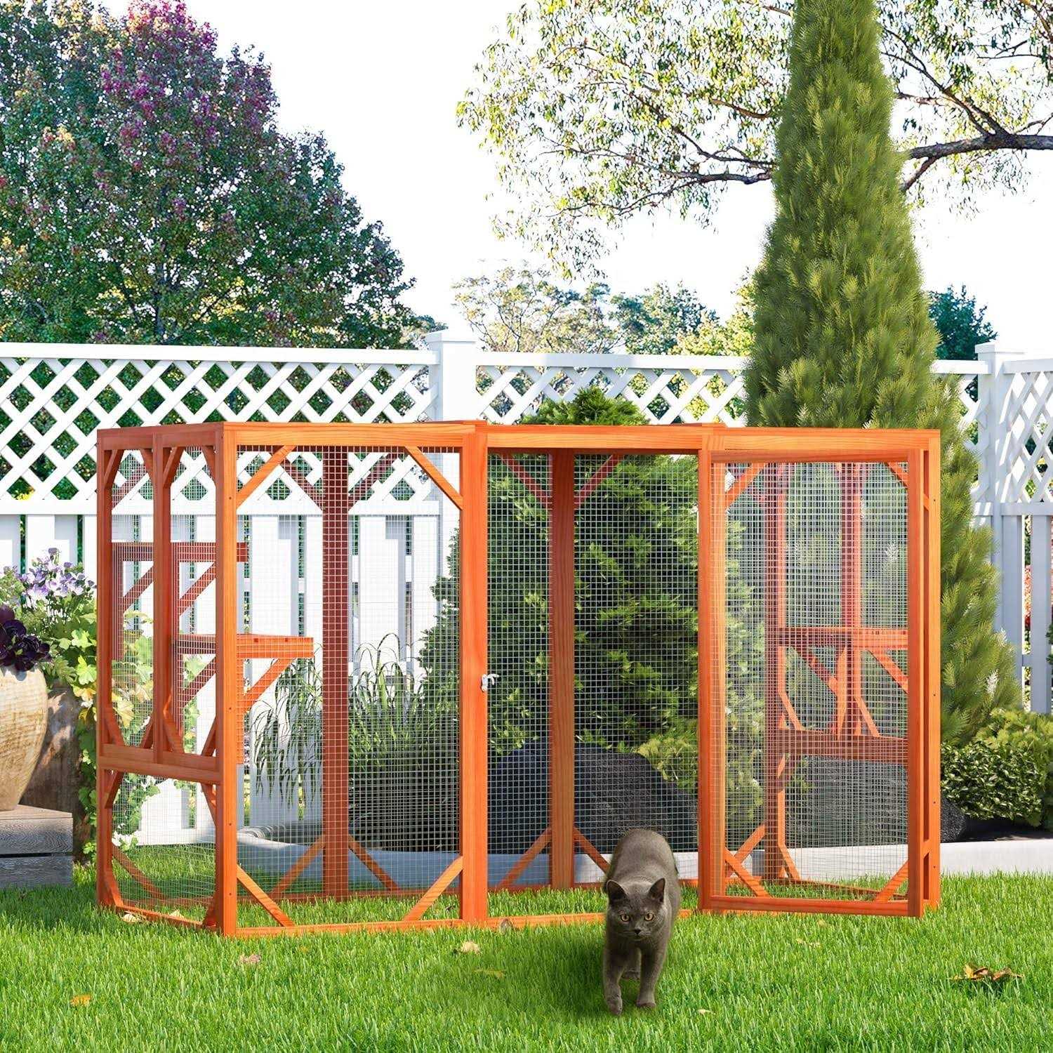 Cozivvovv Outdoor Cat Enclosures Wooden Catio Outdoor Cat Enclosure Weatherproof