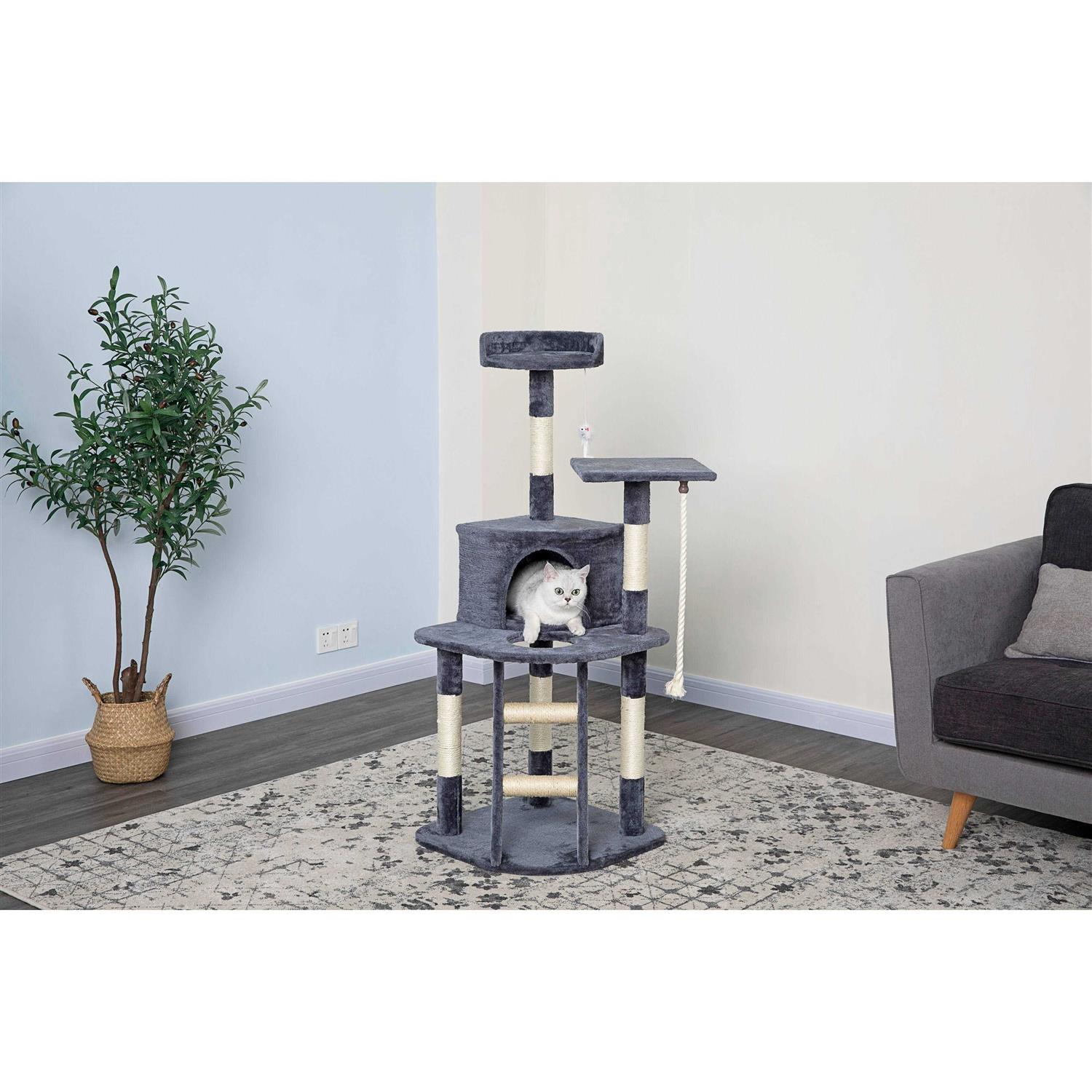 Go Pet Club Beige Economical Cat Tree Condo with Sisal Covered Posts
