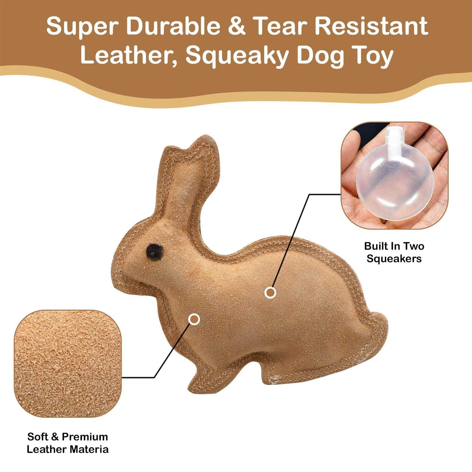 Spot Dura Fused Leather Rabbit Dog Toy