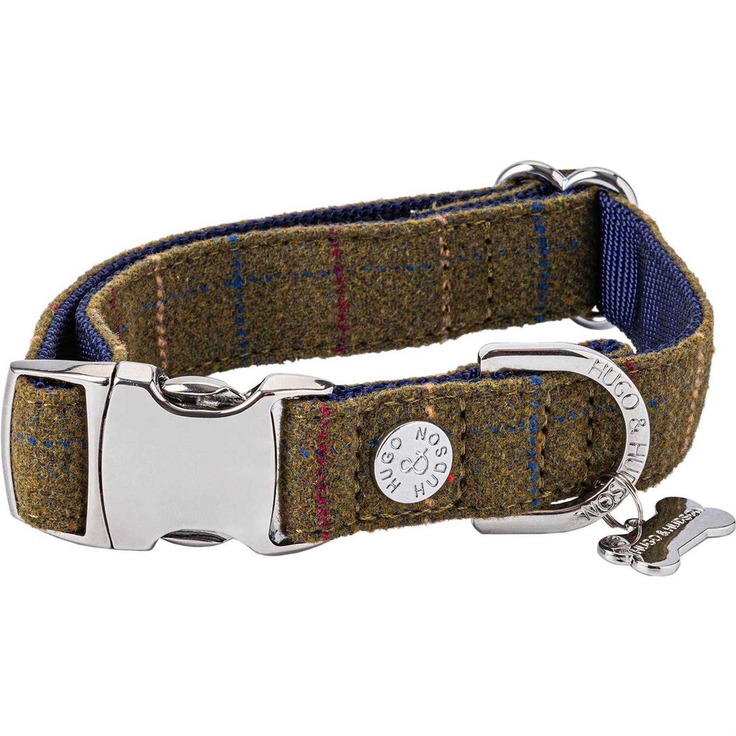 HUGO & HUDSON Tweed Dog Collar with Metal Buckle