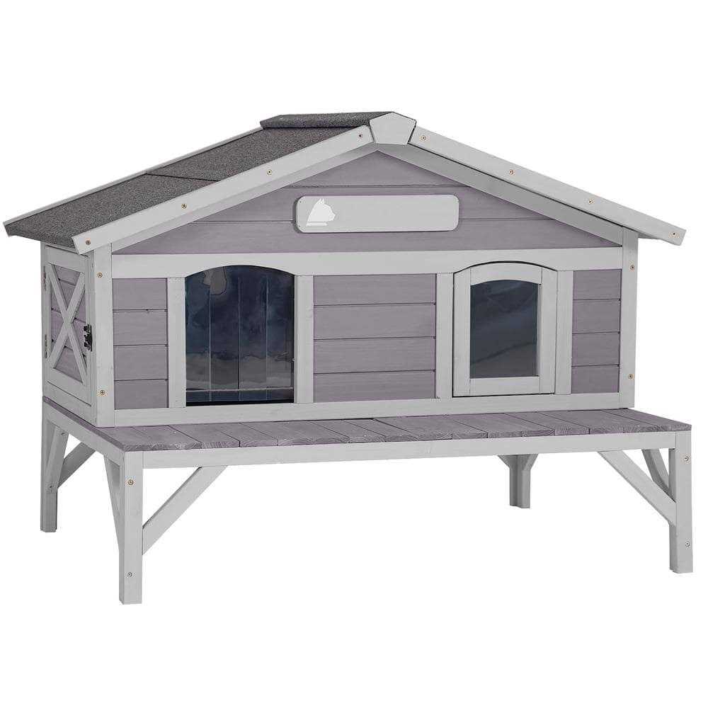 Aivituvin AIR92 Premium Wooden Cat House for Feral Cats