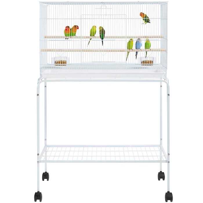 Topeakmart 47 Flight Cage with Slide-Out Tray and Rolling Detachable Stand for Birds